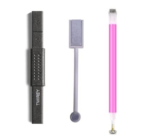 3D Cat Eyes Nail Art Magnetic Pen Set - TWIREY 3PC Double Head Magnet Stick for UV Gel Manicure, DIY & Salon Use (PINK & BLACK) - Perfect for Creating Stunning Cat Eye Nail Designs at Home or Professional Nail Salons
