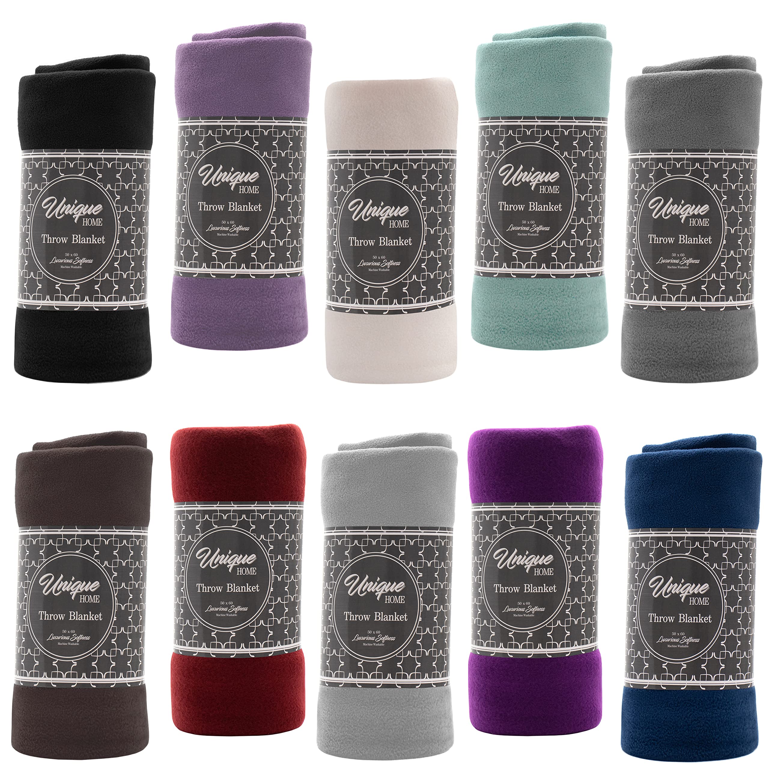 24 Pack Lightweight Fleece Throw Blankets 50