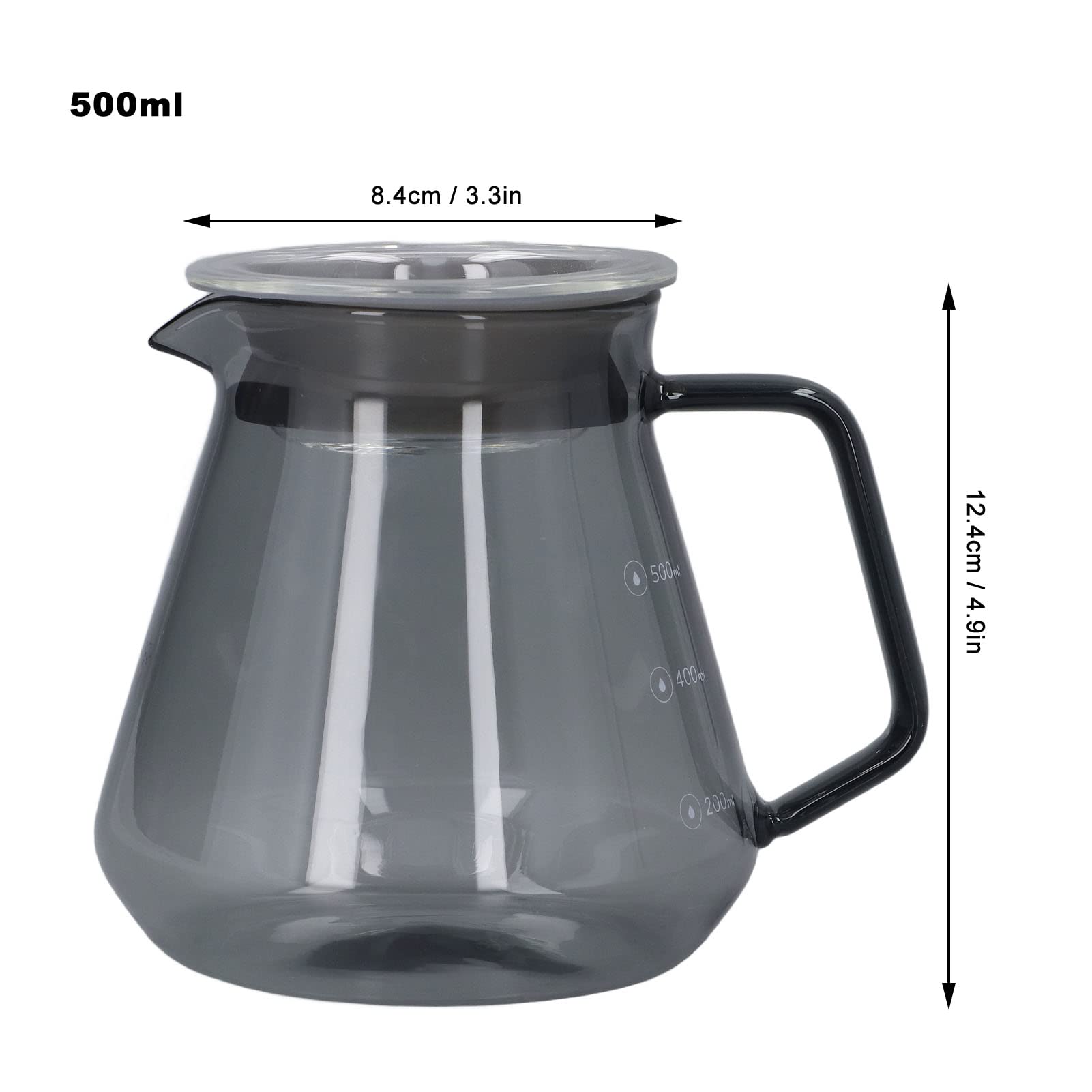 Premium 500ml High Borosilicate Glass Pour Over Coffee Maker - Electroplated Grey Dripping Kettle with Heat-Resistant Carafe for Home, Kitchen & Office Use | Perfect for Specialty Coffee Brewing, Tea Making & Barista Enthusiasts