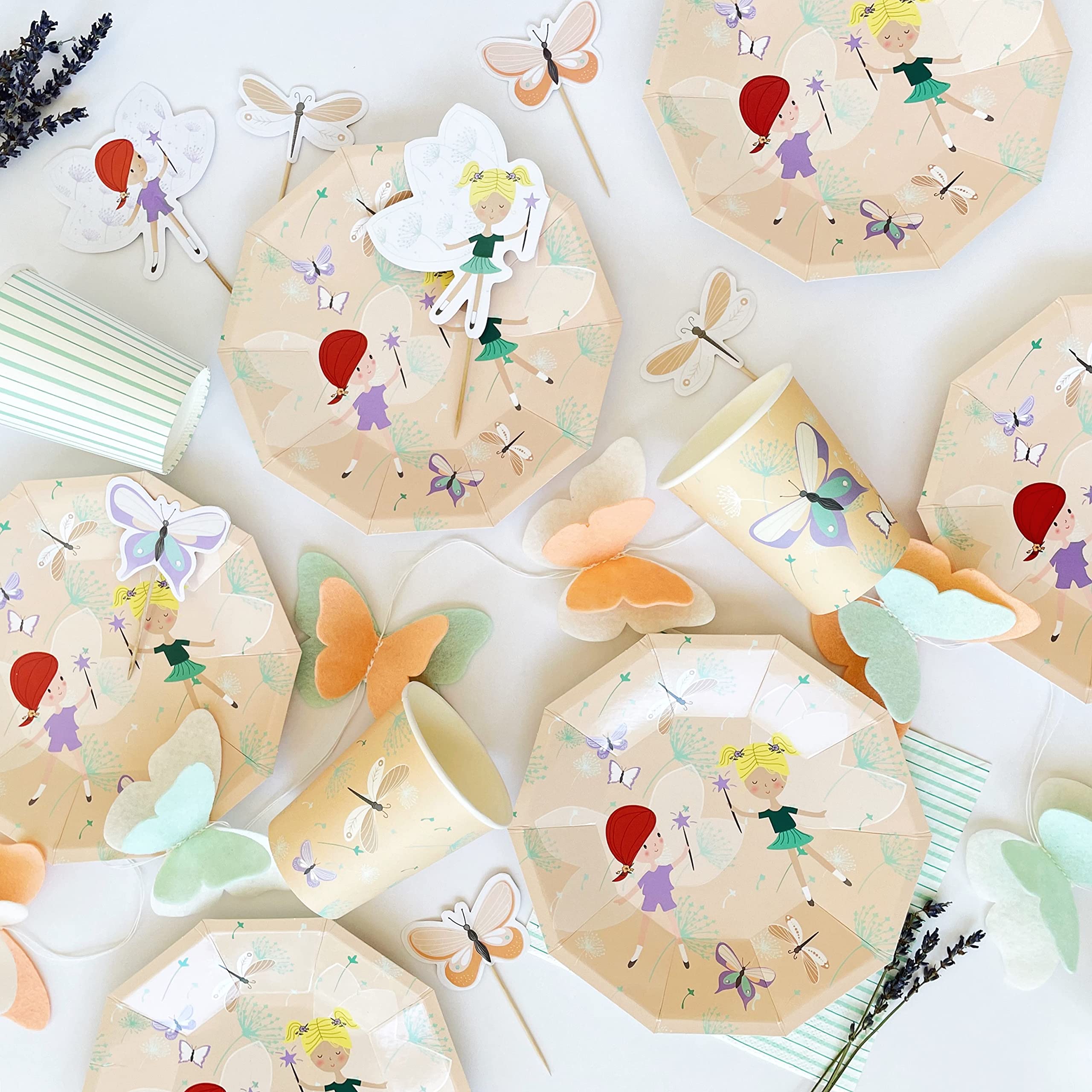 Fairy and Butterfly Cupcake Toppers - Set of 12 | Whimsical Fairy & Butterfly Cake Decorations for Birthday Parties, Baby Showers & Wedding Cakes | Edible Cupcake Picks for Baking & Dessert Decor