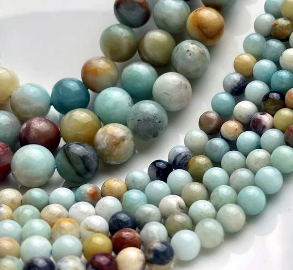 116-120 Pcs Natural Amazonite Beads 6mm Round Loose Gemstones for DIY Bracelet Jewelry Making - Perfect for Necklaces, Earrings & Craft Projects