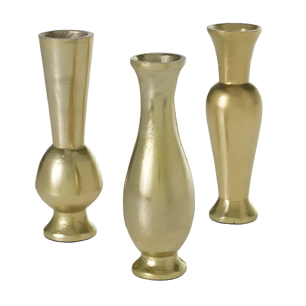 Antique Gold Finish Bud Vase Set - Elegant Floral Arrangement for Home Decor, Wedding Centerpieces & Tabletop Displays