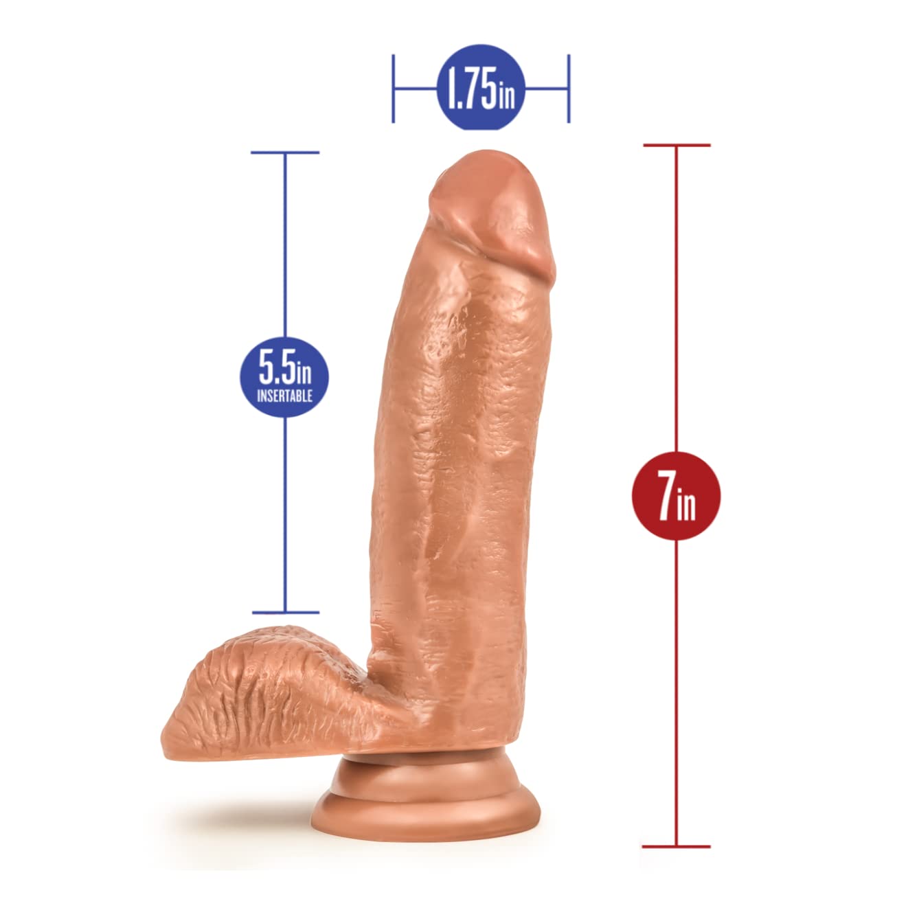 Blush Novelties Coverboy Fireman Realistic Dildo - 7 Inch Length, 1.75 Inch Extra Thick Girth - Powerful Suction Cup Base for Hands-Free Play & Strap-On Harness - Lifelike Feel - Adult Sex Toy for Couples & Solo Play - Perfect for Roleplay, BDSM & Bedroom Fun