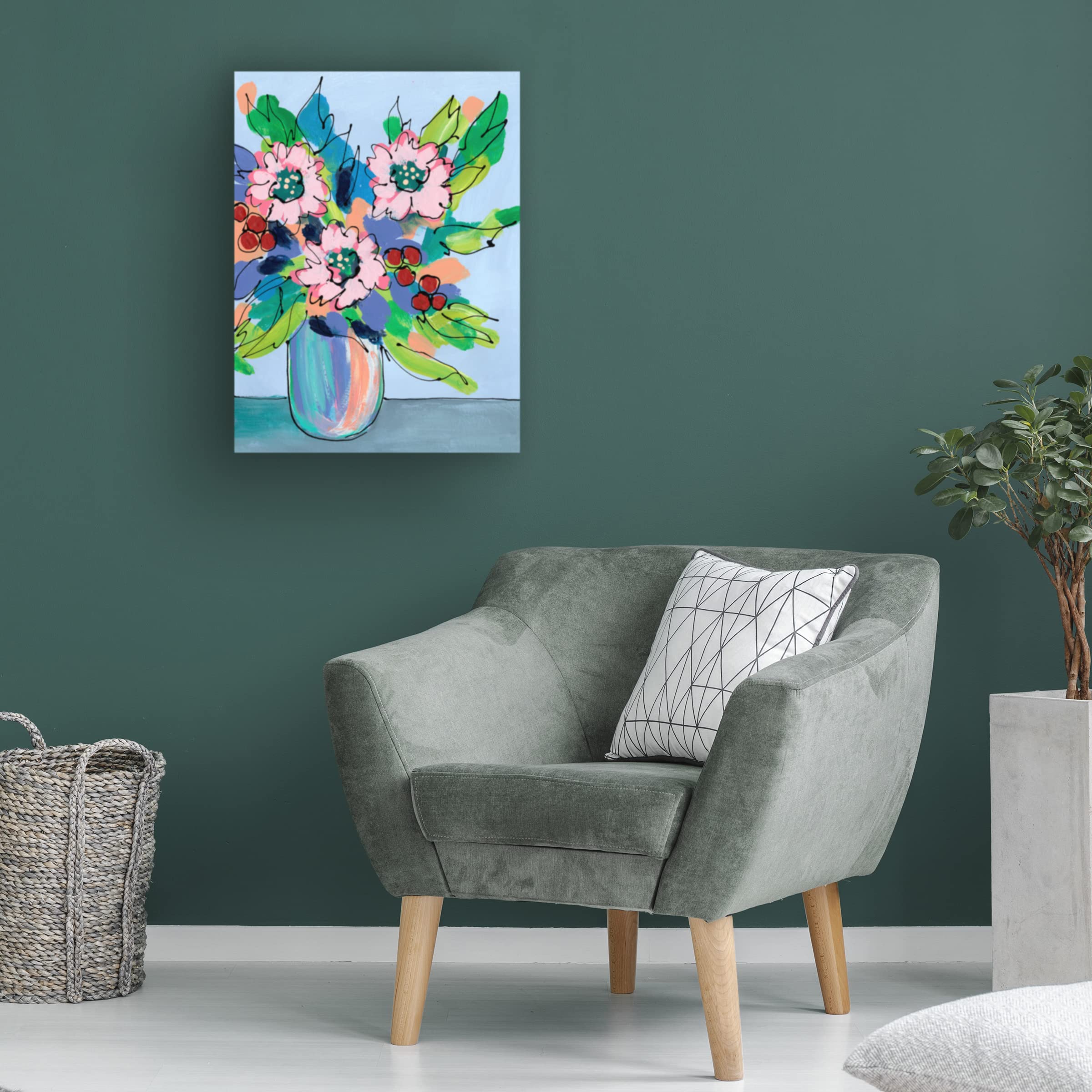 Regina Moore 'Rowdy Floral II' Canvas Wall Art Print - Modern Botanical Home Decor for Living Room, Bedroom & Office