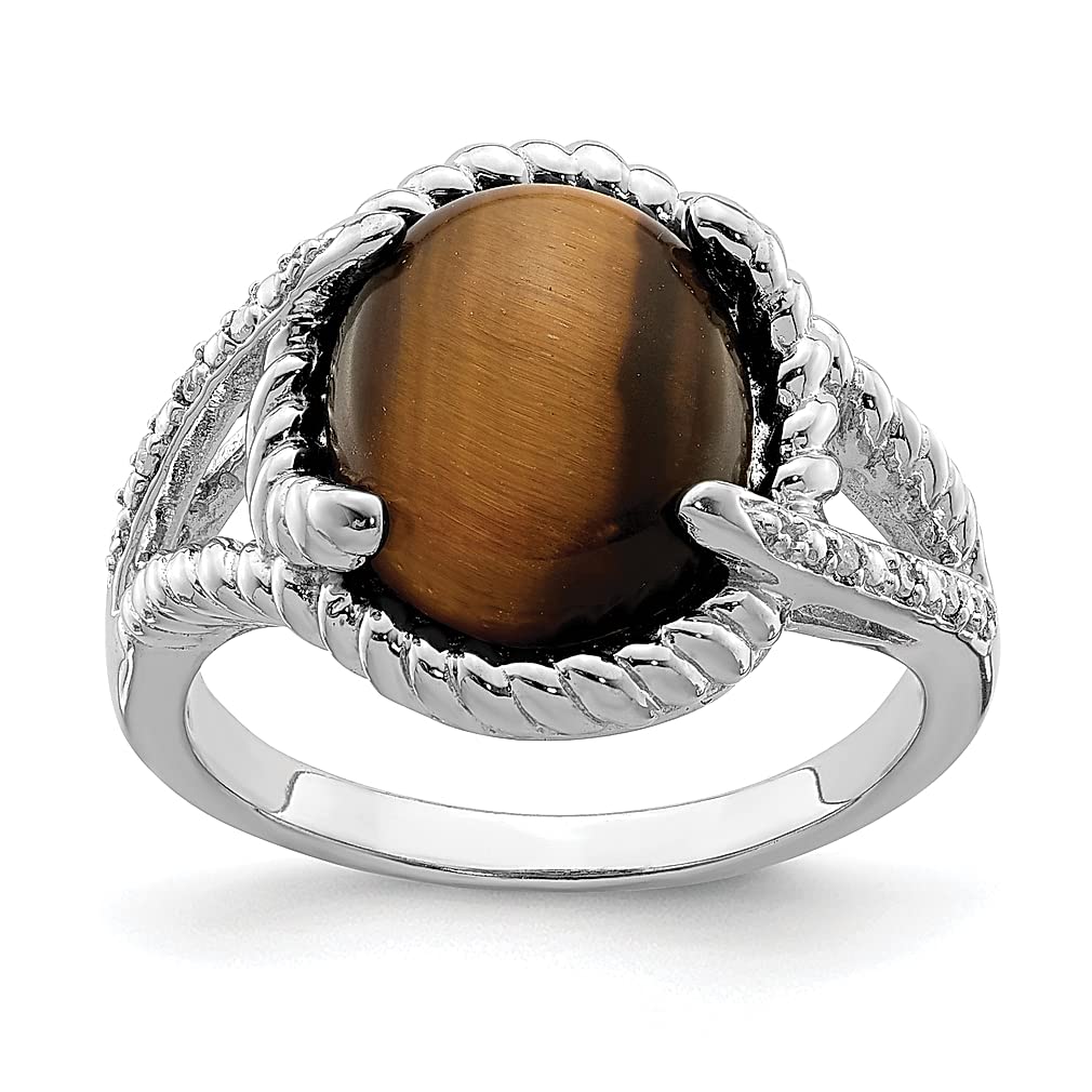 925 Sterling Silver Tiger Eye Quartz Diamond Ring - Natural Gemstone Jewelry for Women | Elegant Gift for Her, Perfect for Weddings, Anniversaries & Special Occasions