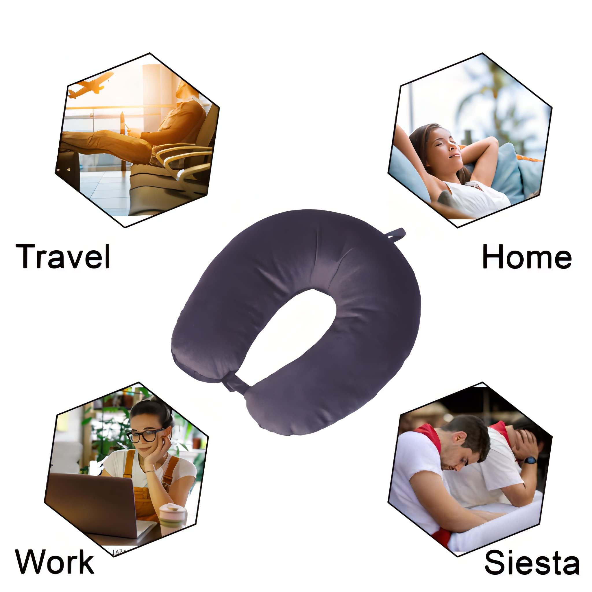 Flipon Velvet Neck Pillow for Sleeping, Travel & Support - Soft & Comfortable (Black) - Perfect for Airplanes, Office & Home Use