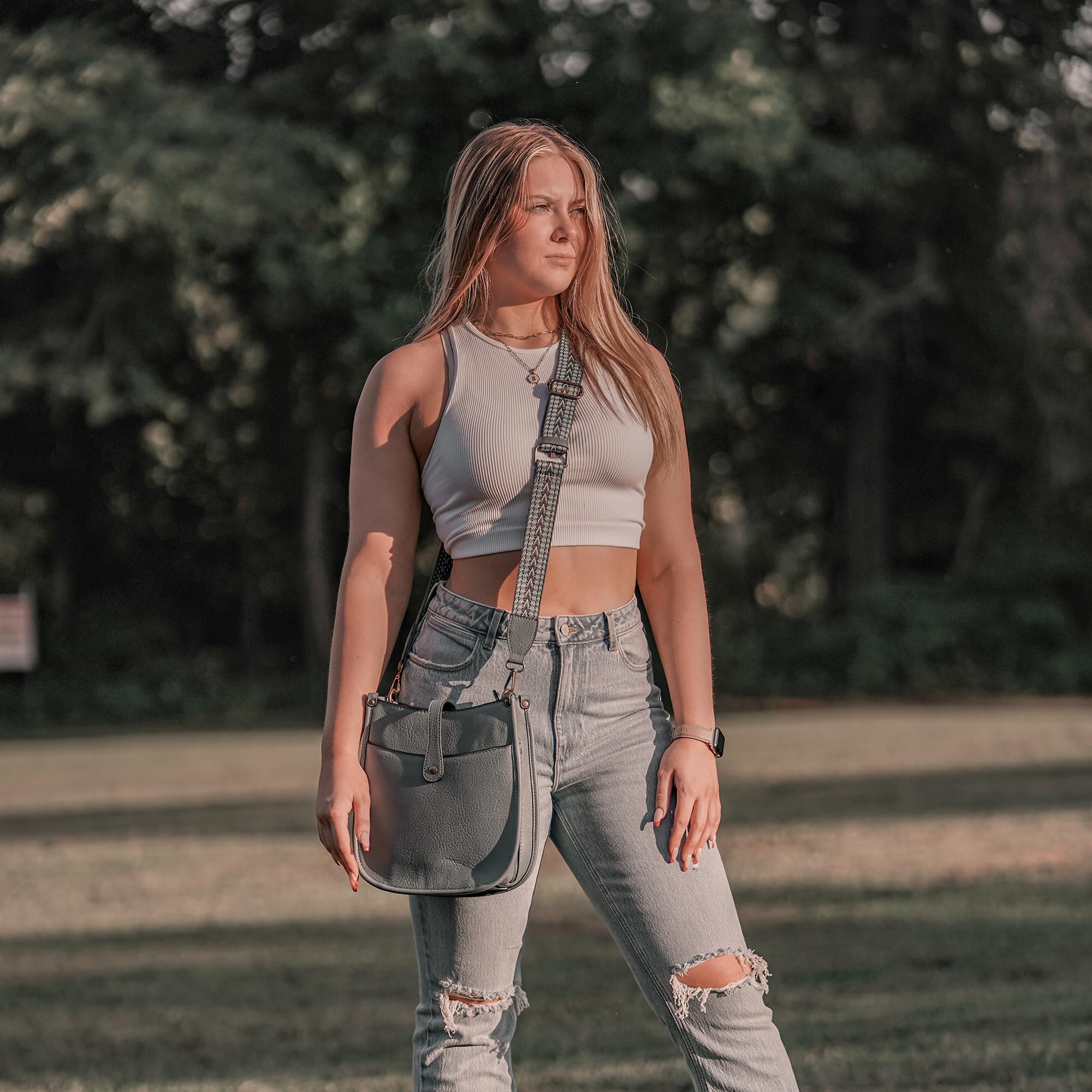 JESSIE & JAMES Chelsea Concealed Carry Crossbody Bag - Secure Lock & Key Hobo Purse with Adjustable Wide Webbing Shoulder Strap | Perfect for Travel, Shopping & Everyday Use