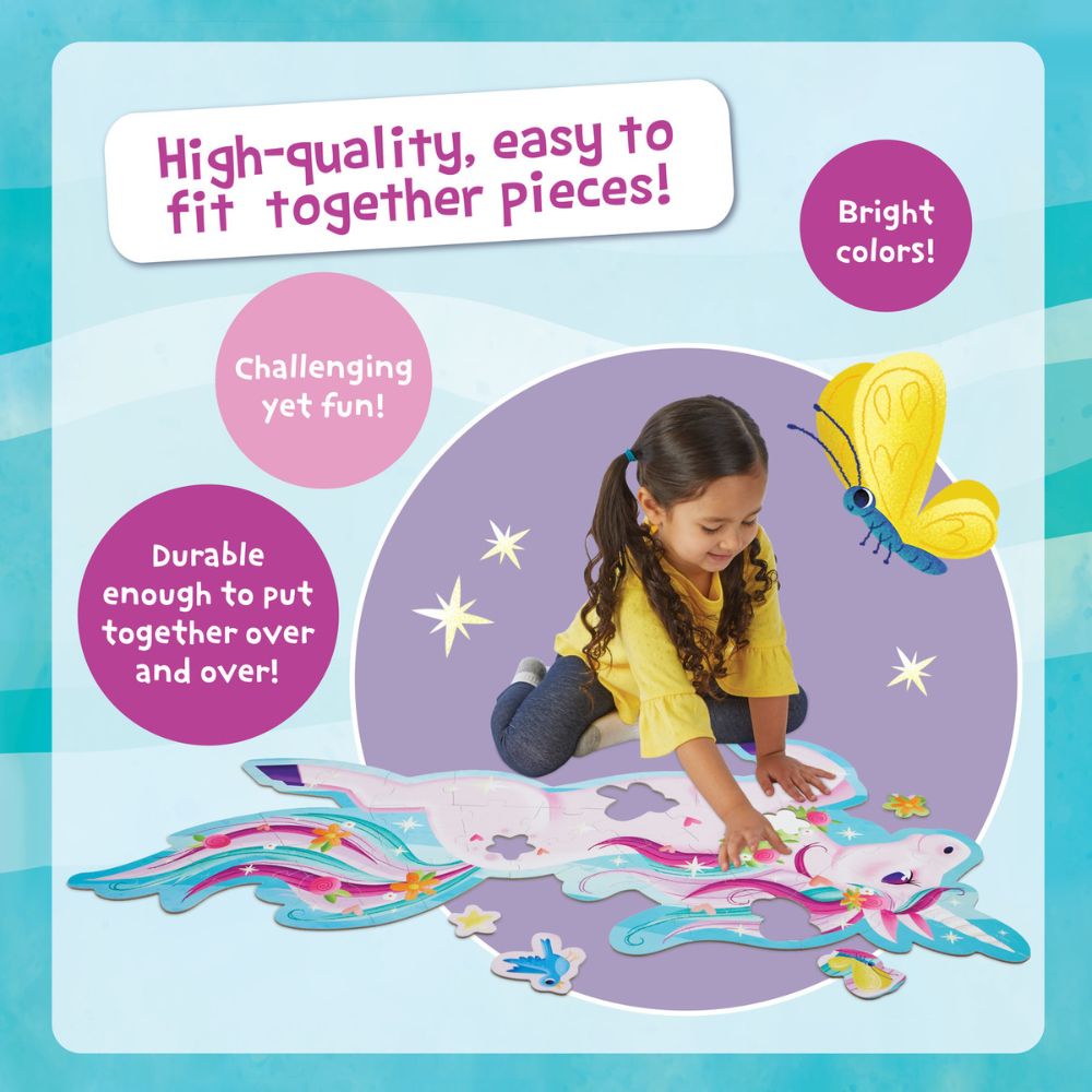Peaceable Kingdom Shimmery Unicorn Floor Puzzle for Kids - 48-Piece Glittering Unicorn Jigsaw Puzzle for Children's Room Decor & Educational Playtime