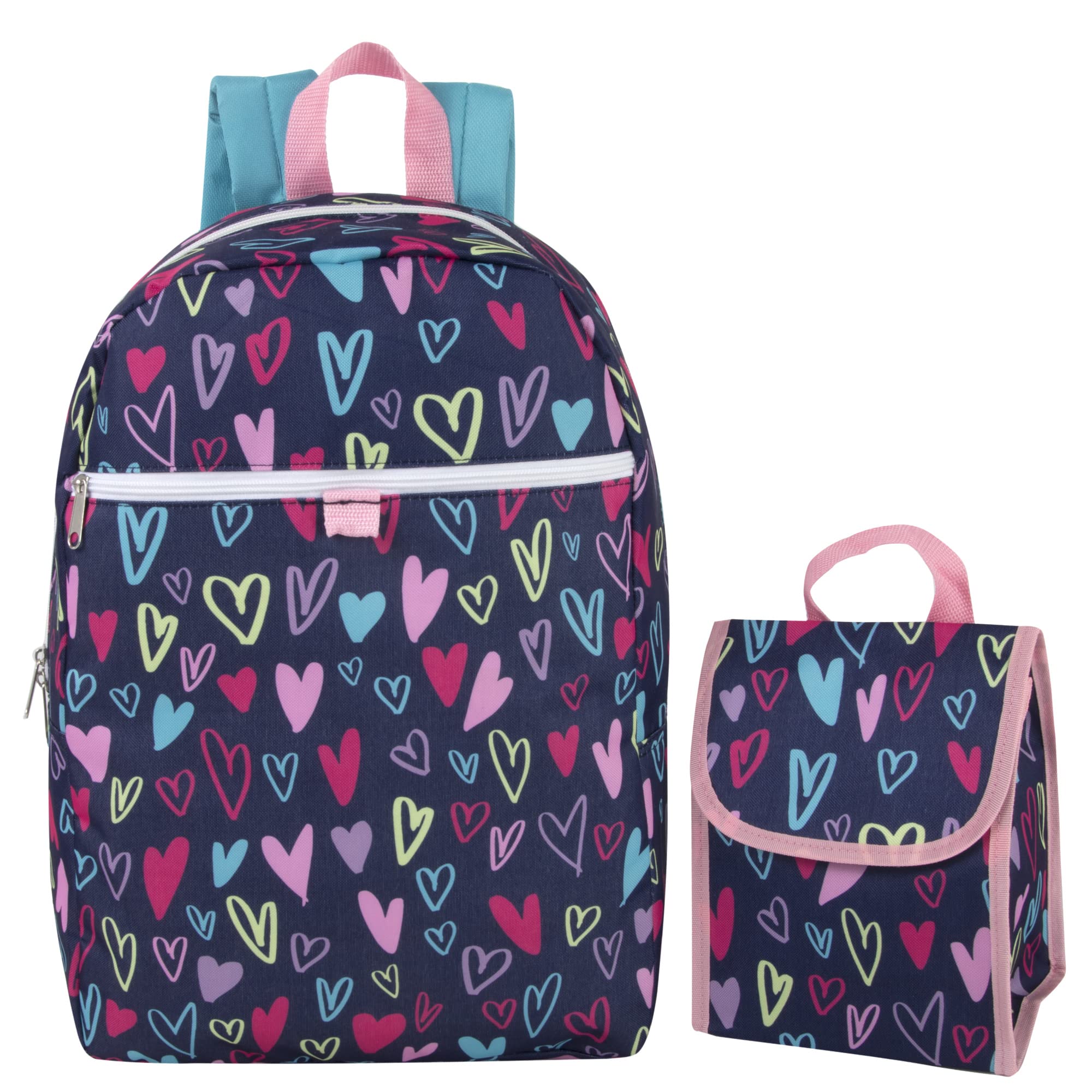 **Happy Hearts Girls Backpack Set with Lunch Bag - Durable Elementary & Middle School Backpack for Kids - Perfect for School, Travel & Outdoor Adventures**