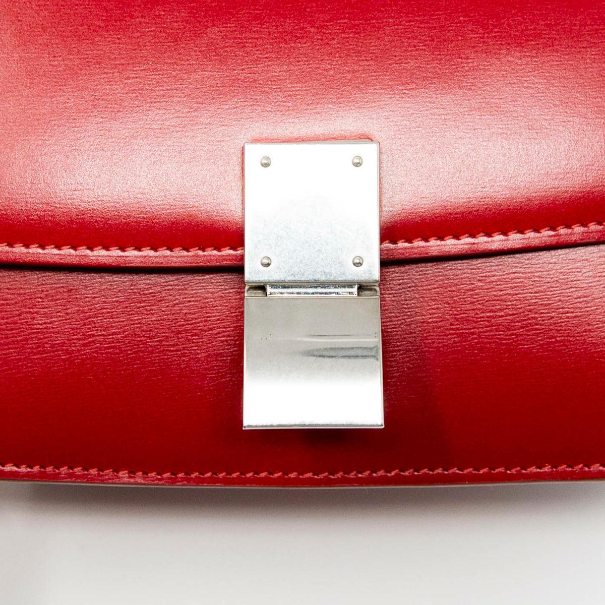 Celine Red Small Box Bag - Genuine Leather Crossbody Purse for Women | Perfect for Date Night, Parties & Everyday Use