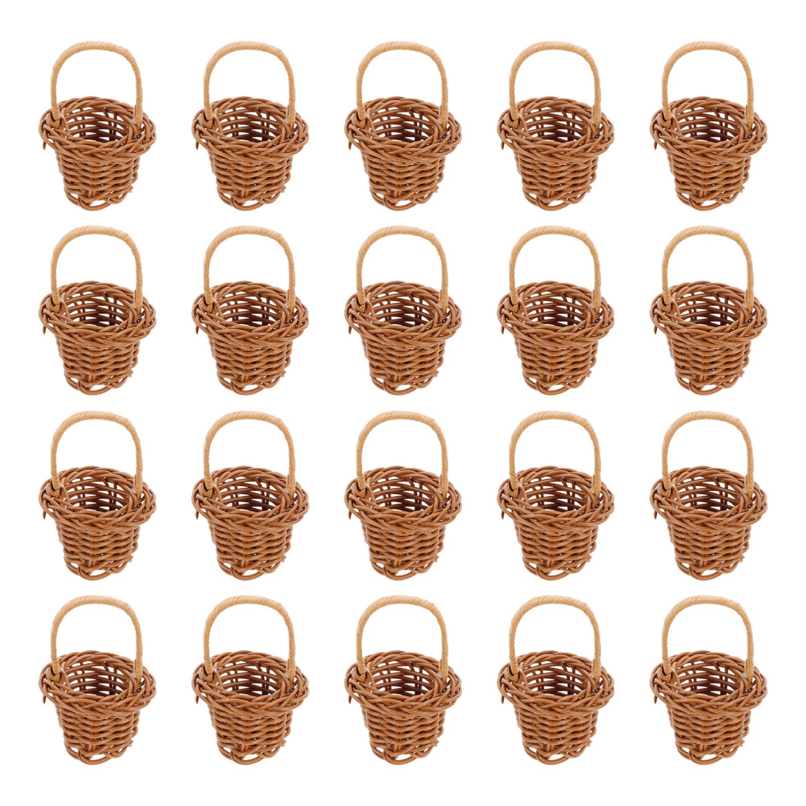 DOITOOL 20-Piece Mini Woven Rattan Baskets with Handles - Small Picnic Baskets for Dollhouse, Fairy Garden Decor, DIY Miniature Scenes & Tiny Flower Arrangements - Perfect for Home Decor, Party Favors and Craft Projects