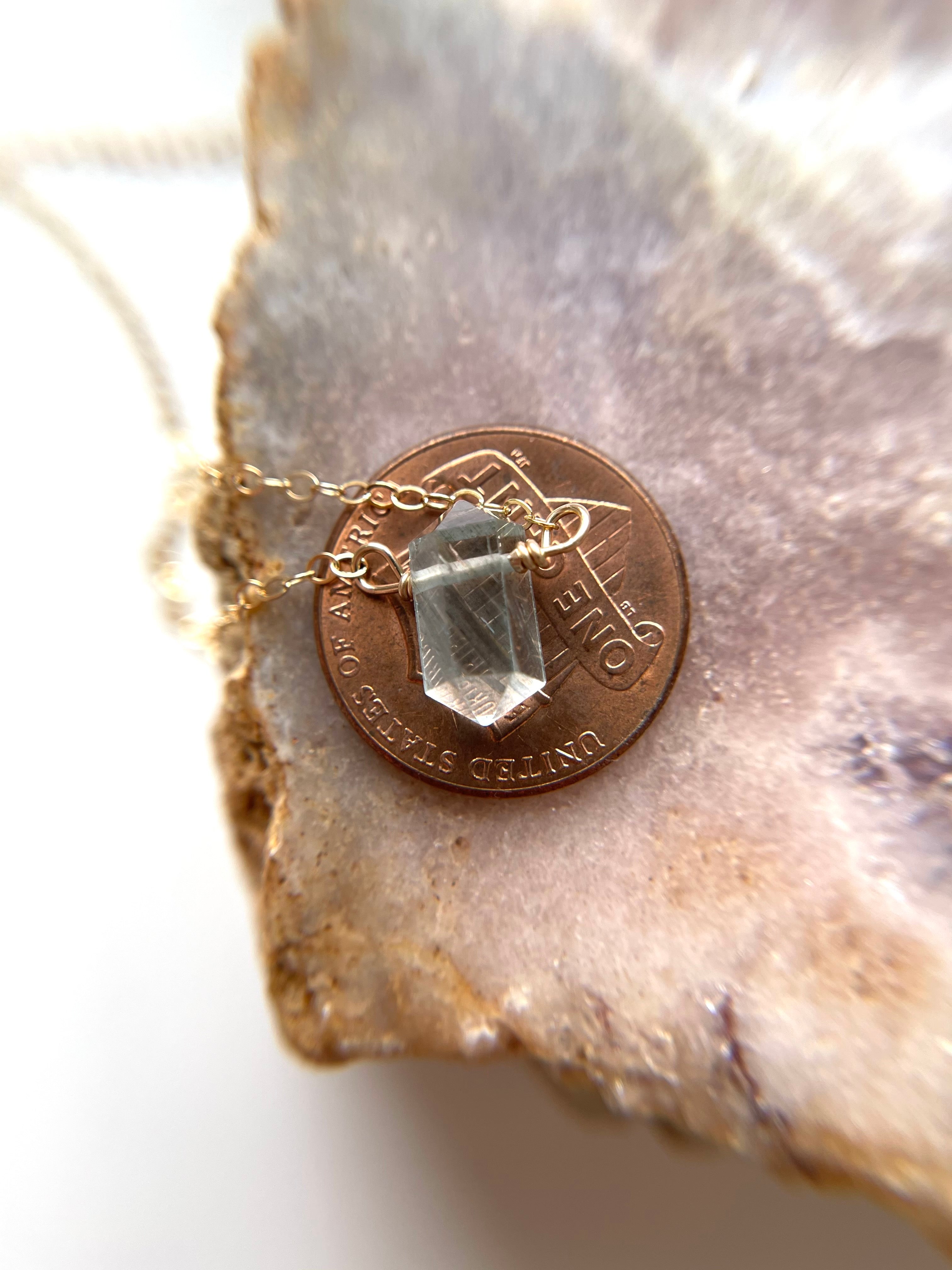 Dainty Petite Aquamarine Crystal Point Necklace - Sterling Silver or Gold Plated - Elegant Boho Jewelry for Women, Gift for Her, Healing Crystal Necklace for Meditation & Spiritual Energy