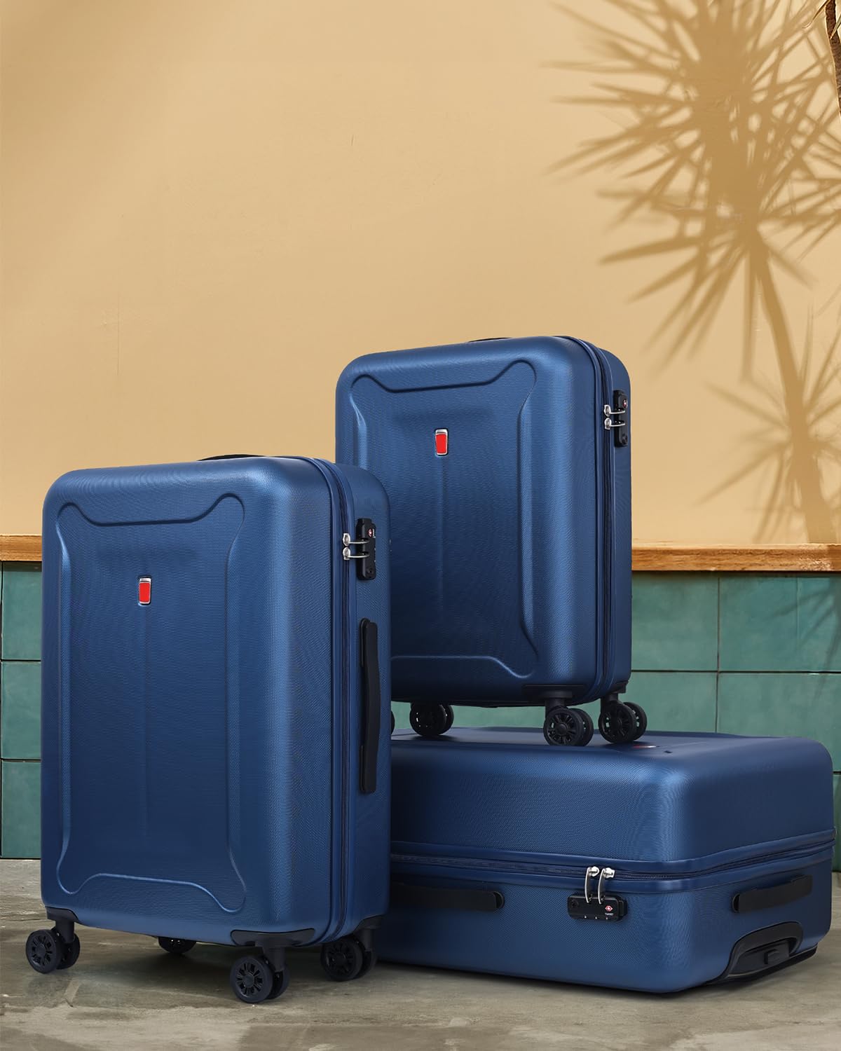 3-Piece ABS Hardshell Luggage Set with 360° Spinner Wheels - TSA Approved Lightweight Suitcases for Travel (Navy Blue) | Perfect for Family Vacations, Business Trips & International Travel