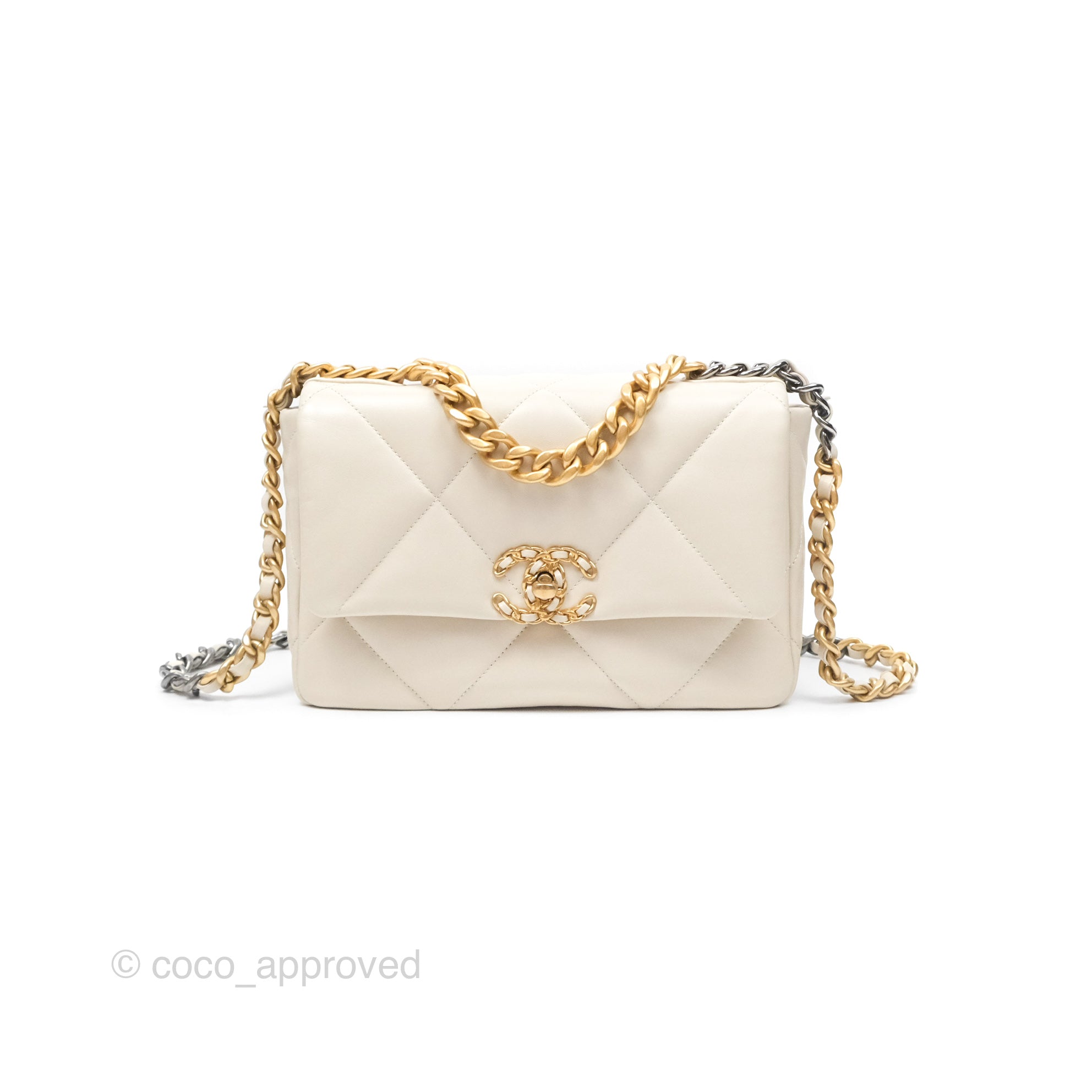 Chanel 19 Small Handbag in Ivory with Mixed Hardware - Luxury Designer Crossbody Bag for Women, Perfect for Date Night & Special Occasions