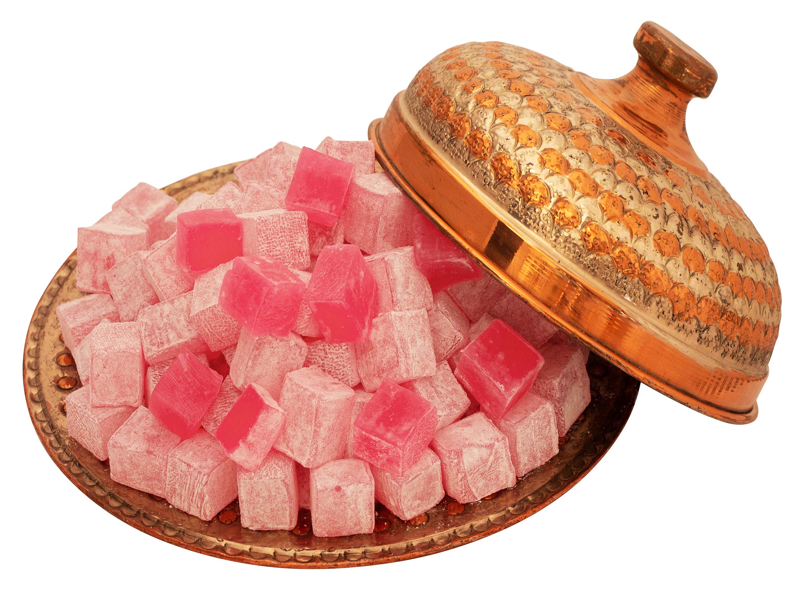 Premium Turkish Delight with Rose Flavor - 230g Gourmet Vegan Candy Gift Box | Traditional Soft Dessert (40 Pieces) | Nut-Free Snacks for Parties, Gifting & Special Occasions