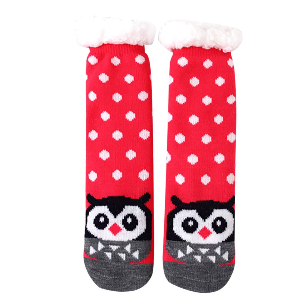 Cozy Women's Fleece-Lined Non-Slip Winter Socks - Soft Warm Gripper Slipper Socks for Indoor/Outdoor Use at Home, Office & Travel