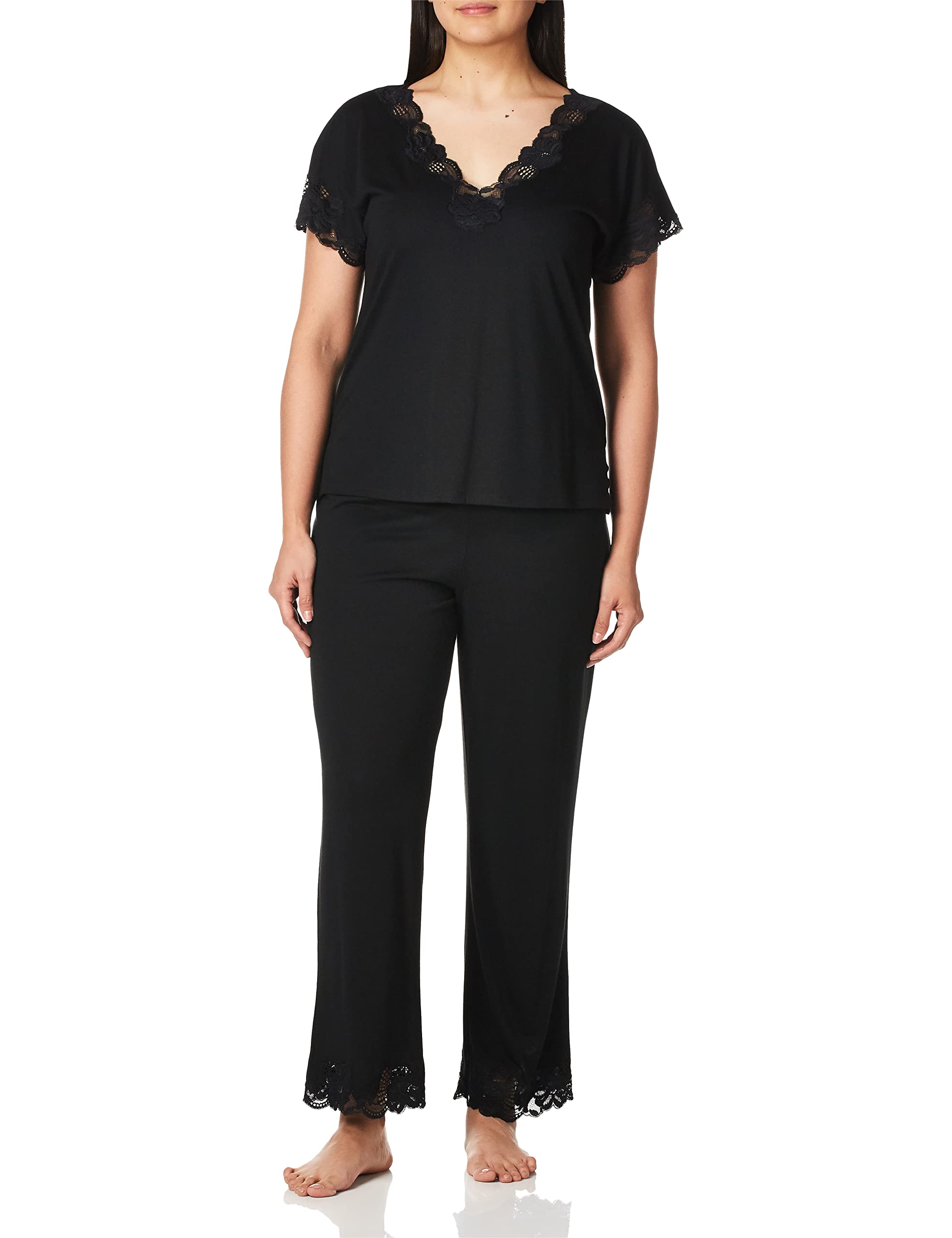 Natori Women's Zen Floral Short Sleeve Pajama Set - Soft Cotton Sleepwear for Women, Comfortable Lounge Pajamas for Nightwear, Relaxing at Home, and Travel