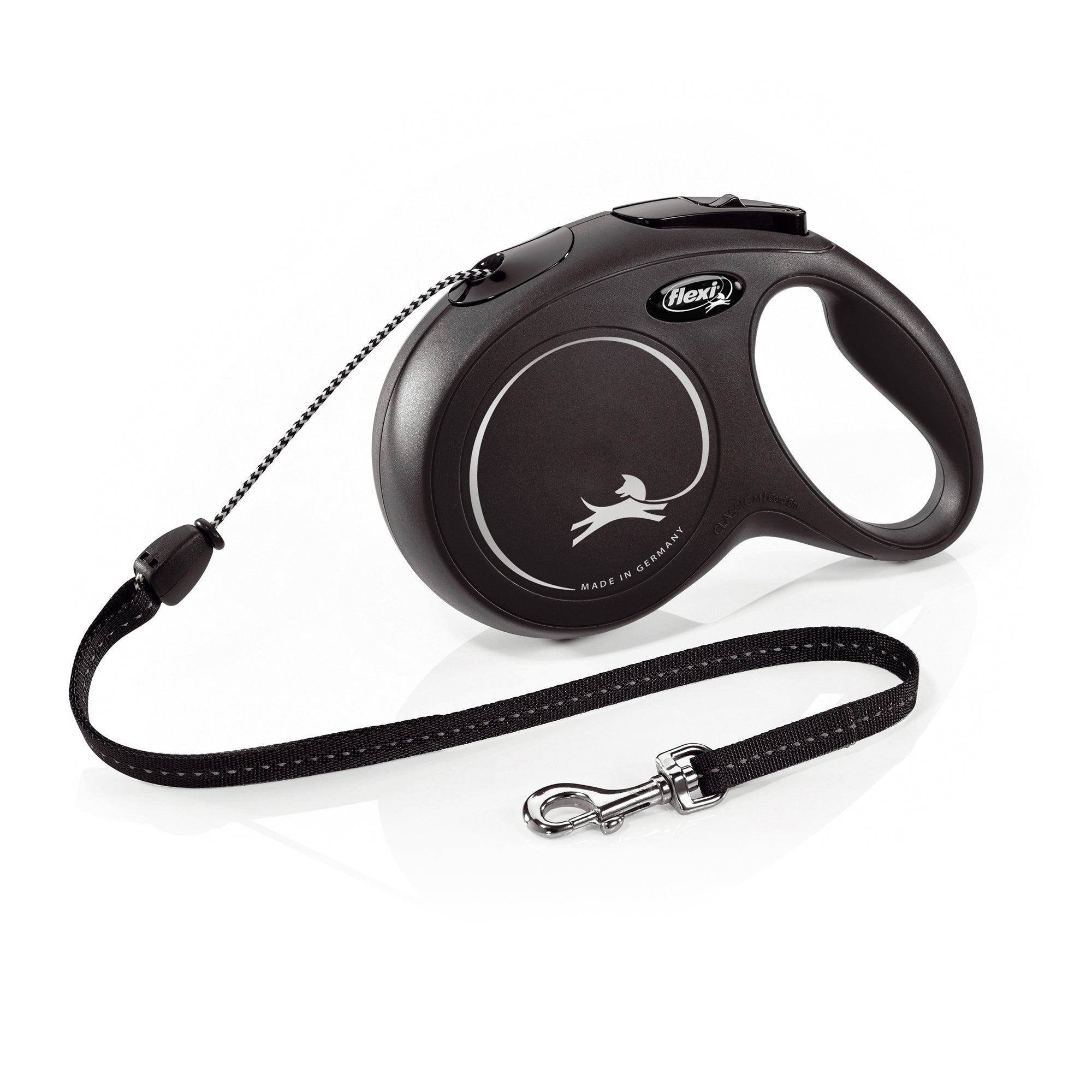 Flexi Classic Retractable Dog Leash - 16.4ft (5m) Medium Length, Durable & Tangle-Free, Black - Perfect for Walking, Training & Outdoor Adventures with Your Pet