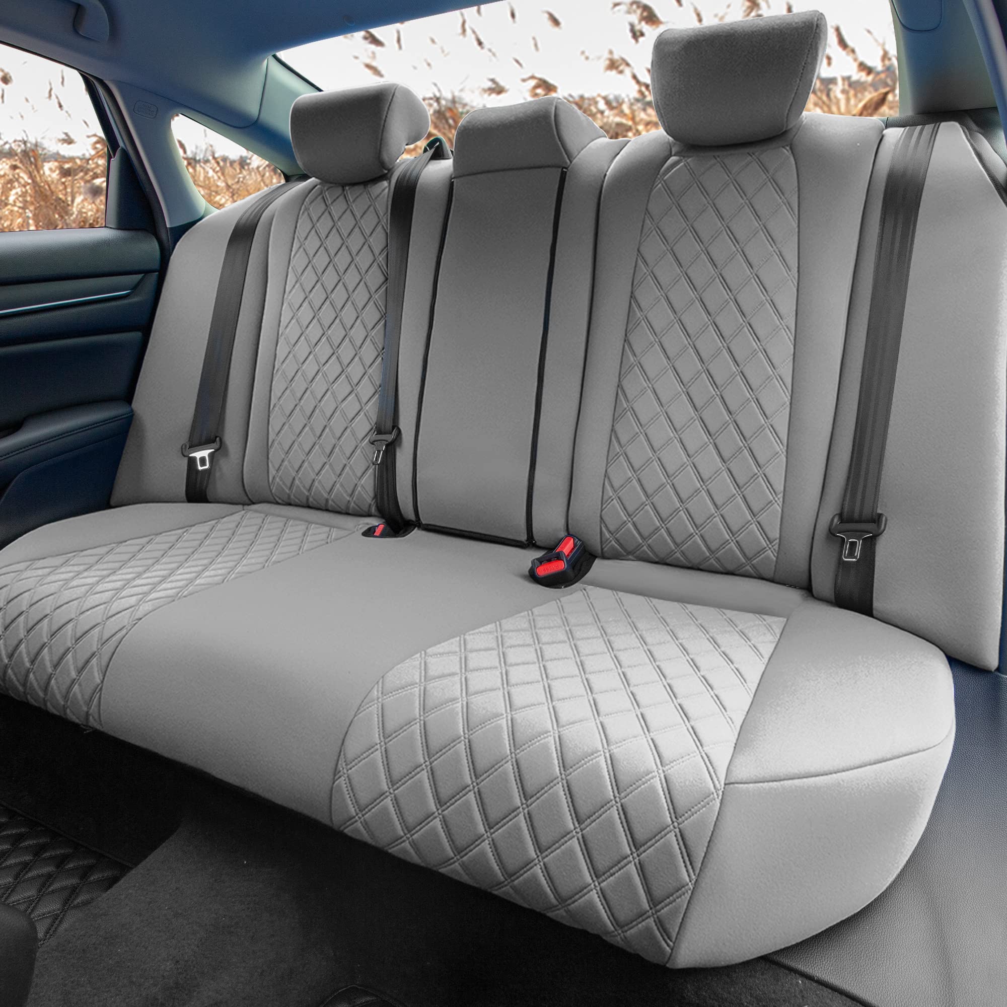 FH Group Custom Fit Seat Covers for 2018-2022 Honda Accord Touring/Sport/Sport SE/EX/EX-L - Waterproof Neoprene Car Seat Covers (Rear Set, Solid Gray) | Durable Protection for Daily Commute & Road Trips | Perfect Honda Accessories for All-Weather Use