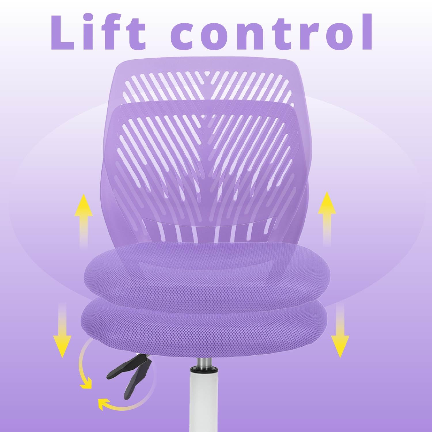 Modern Adjustable Swivel Armless Desk Chair - Ergonomic Computer Task Chair for Home Office & Study Room, Purple - Perfect for Kids, Students & Professionals