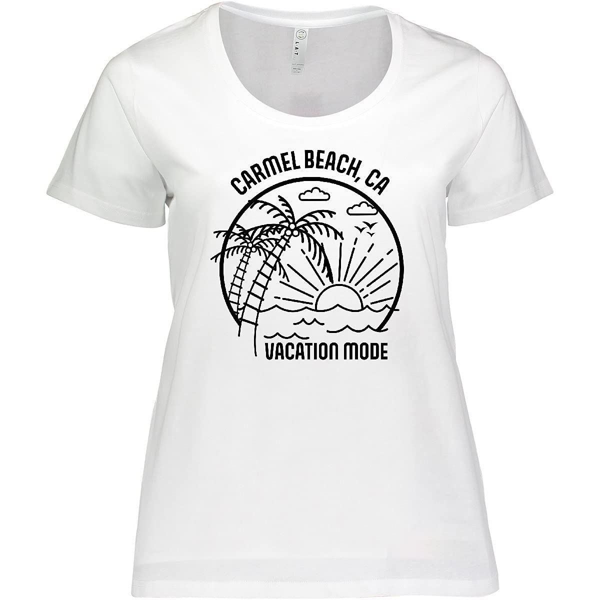 Inktastic Summer Vacation Mode Carmel Beach California Women's Plus Size T-Shirt - Comfortable Casual Tee for Beach Outings, Travel & Relaxation