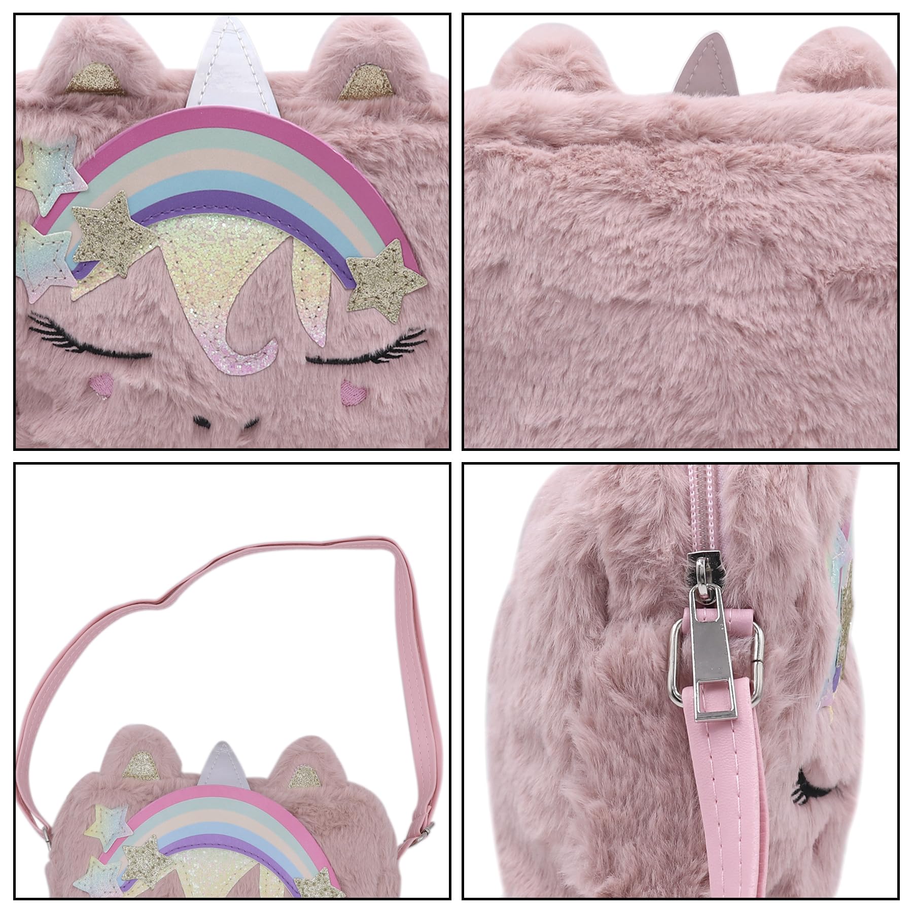 Adorable Pink Fluffy Unicorn Crossbody Bag - Kawaii Plush Shoulder Purse for Women & Girls | Perfect Gift for Birthday, Cosplay, Anime Conventions & Daily Use