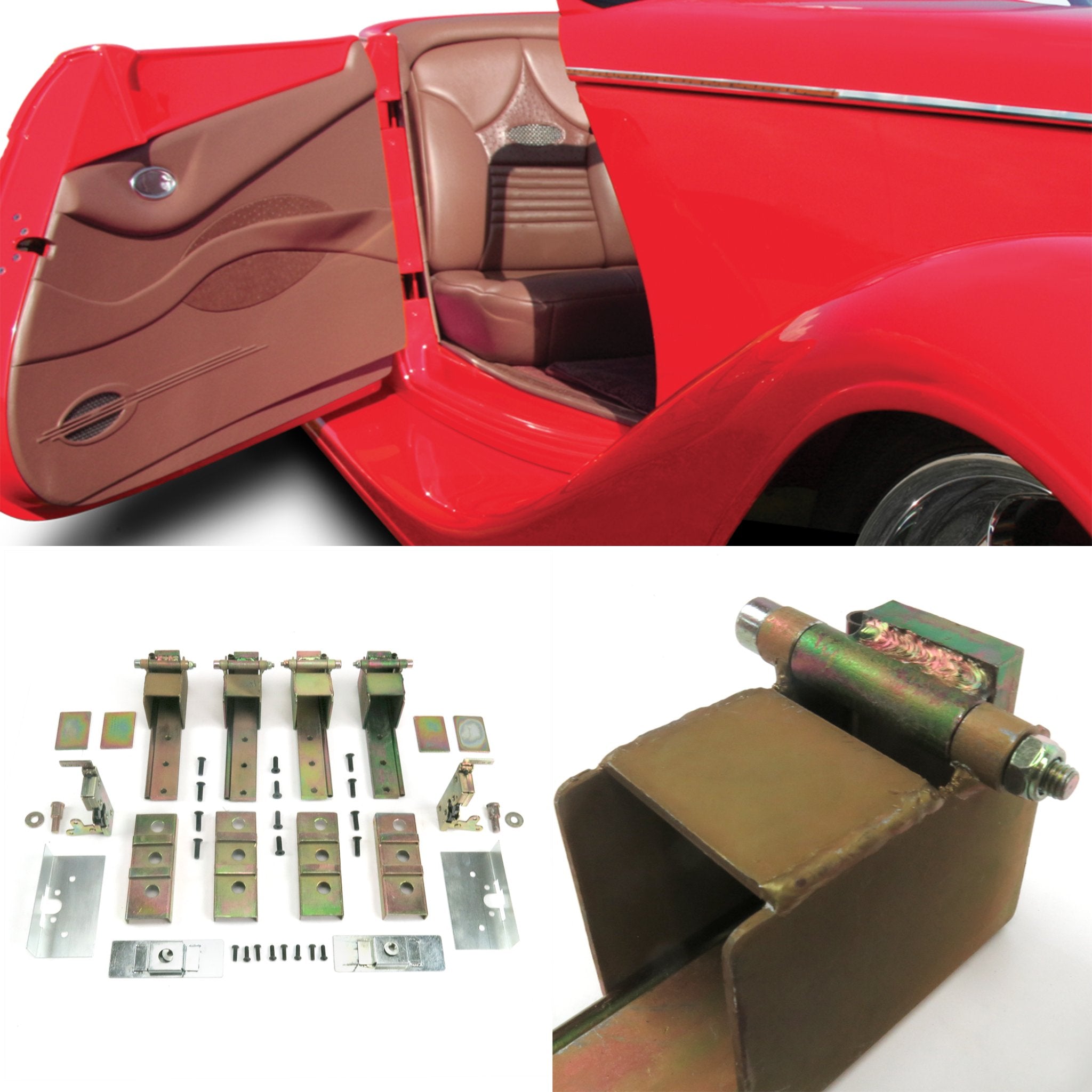 1904 Rambler Model H 2-Door Heavy Duty Suicide Hidden Hinge Kit with Bear Claw Latches & Installation Plates - Perfect for Classic Car Restoration and Custom Builds