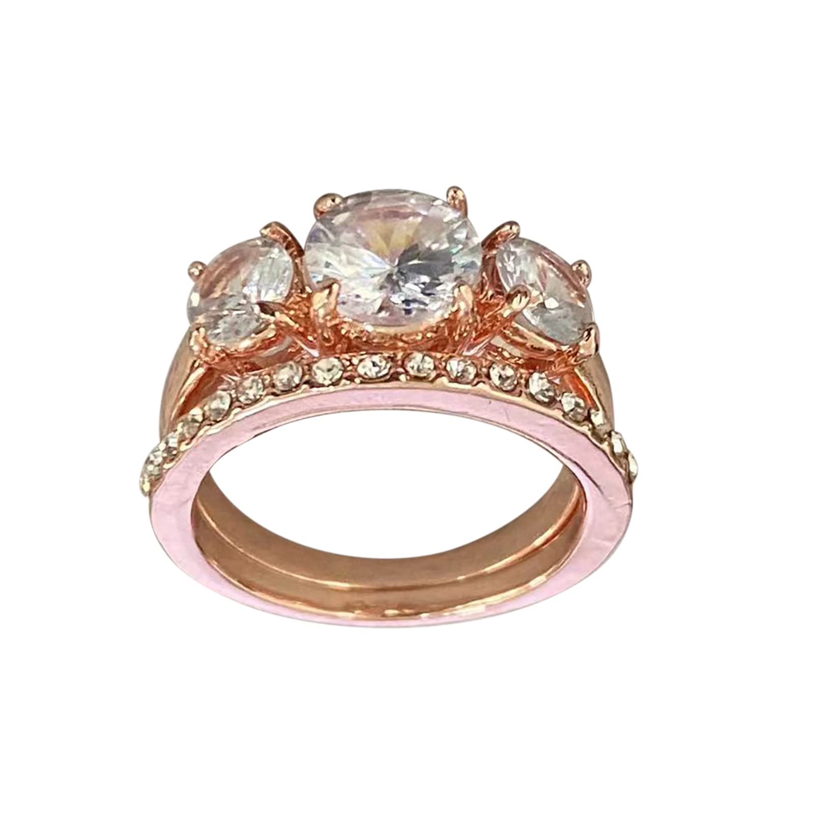 Zircon Rings for Women - White Gold Plated Stackable Promise & Engagement Rings - Elegant Fashion Jewelry for Everyday Wear, Gift Giving & Special Occasions