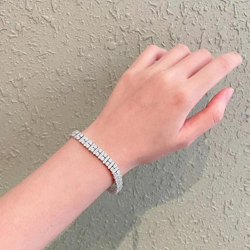 18K White Gold Diamond Bracelet for Women - Real Natural Diamonds, Luxury Minimalist Engagement Jewelry - Perfect for Weddings, Anniversaries & Special Occasions