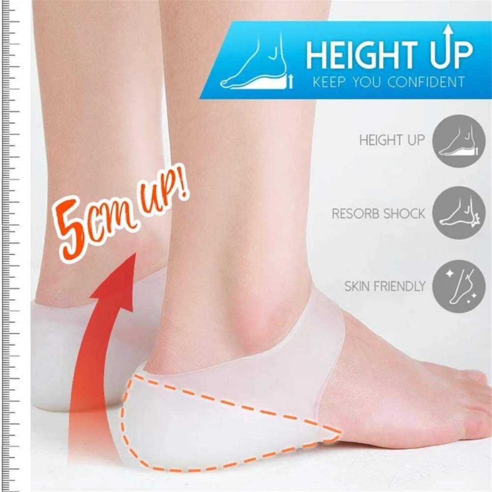 Concealed Height Increase Insoles for Men & Women - 4cm Invisible Footbed Enhancers, Silicone Heel Lift Pads, Comfortable Gel Insoles - Perfect for Dress Shoes, Boots & Everyday Wear (White)