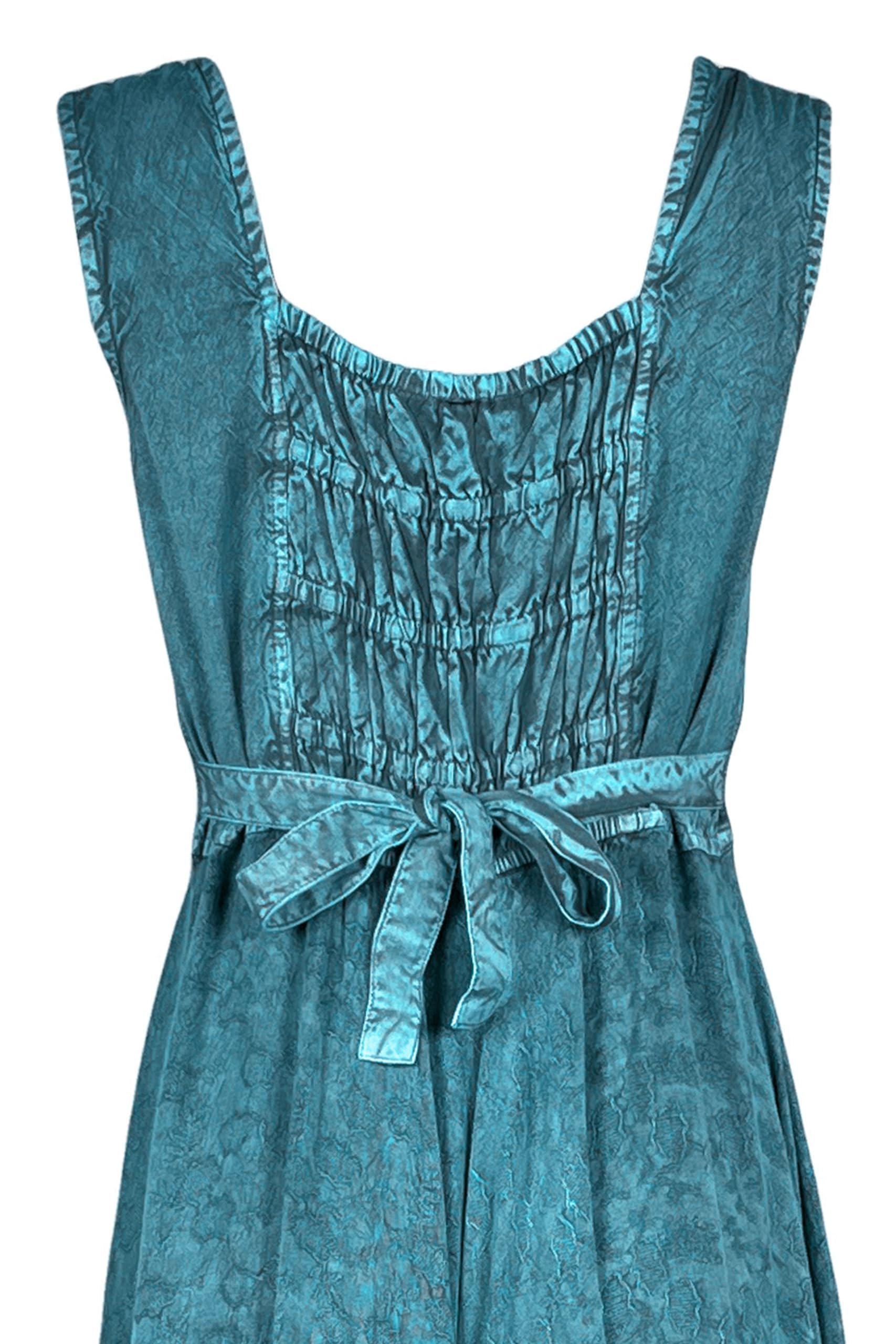 Agan Traders Women's Gothic Corset Smocked Maxi Dress - Sleeveless Embroidered Summer Dress for Women, Calf-Length Twirl Dress for Spring & Summer, Perfect for Parties, Weddings, and Date Nights