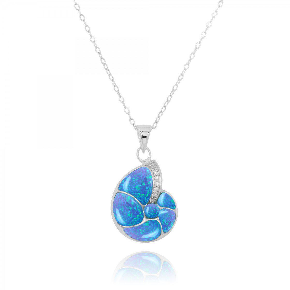 Blue Opal Seashell Necklace - Handmade Coastal Jewelry for Women | Perfect for Beach Vacations, Summer Outfits & Boho Fashion