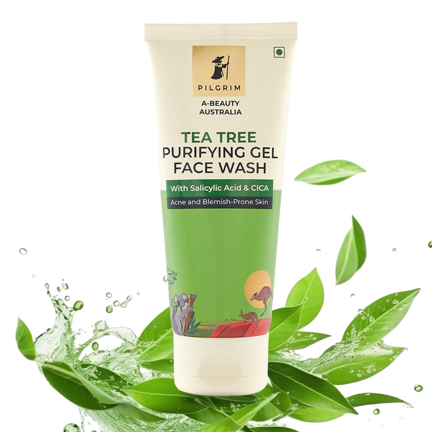 Pilgrim 1% Salicylic Acid Face Wash Gel 100ml - CICA & Tea Tree Oil Cleanser for Oily & Acne-Prone Skin | Non-Drying Formula for Men & Women | Perfect for Daily Skincare Routine & Acne Treatment