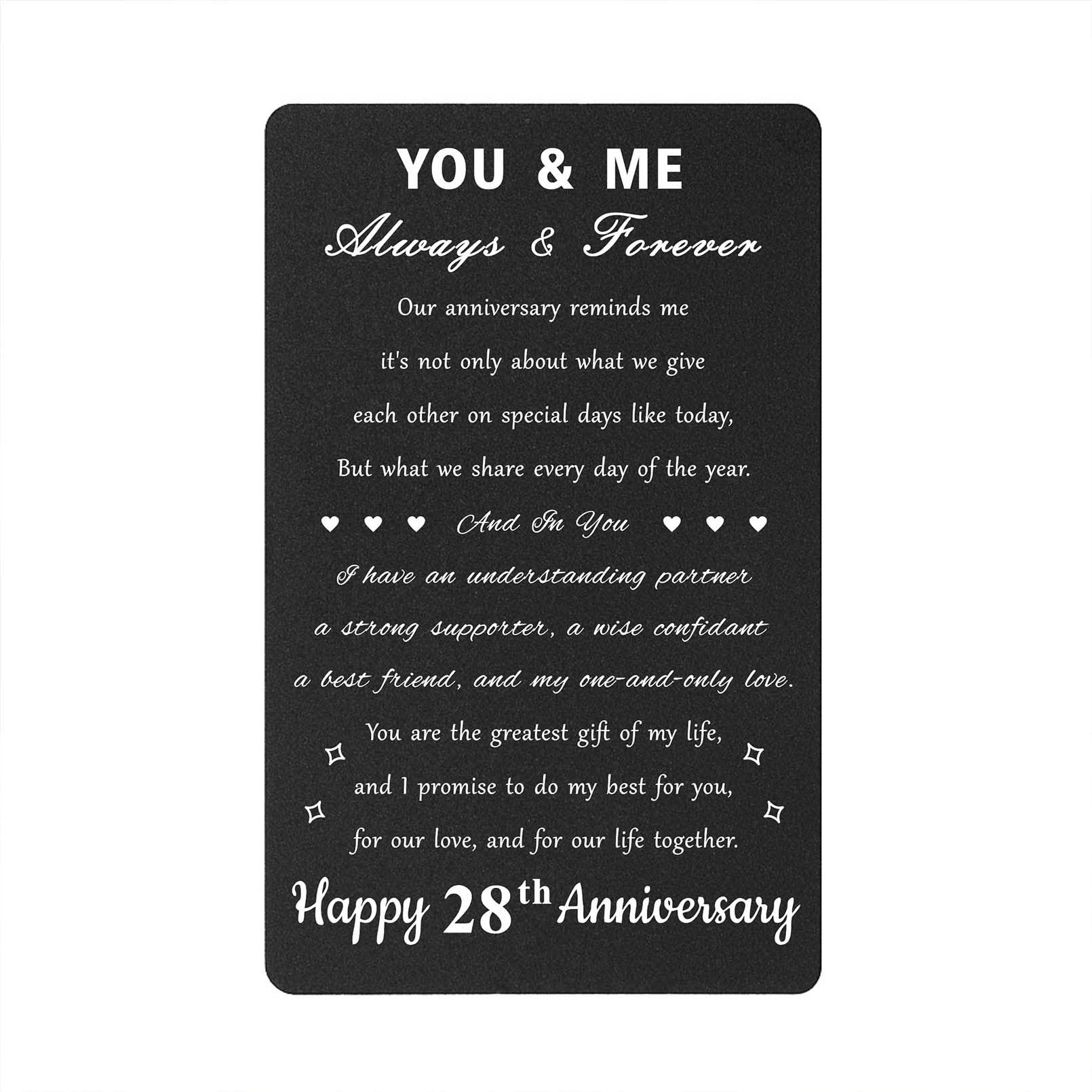 Personalized 28th Anniversary Card for Husband - Romantic Engraved Wallet Gift for 28 Year Wedding Anniversary | Thoughtful Keepsake for Special Occasions