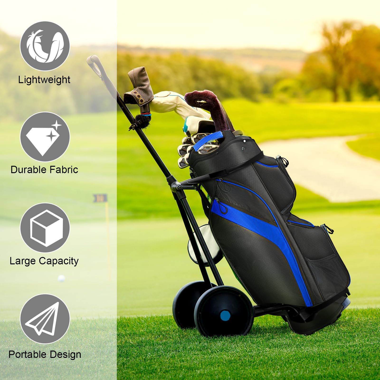 KYTAI 15-Way Golf Bag with Full-Length Dividers & 9 Pockets - Includes Rain Hood - Ergonomic Design for Men & Women | Perfect for Golf Tournaments, Driving Range & Club Storage