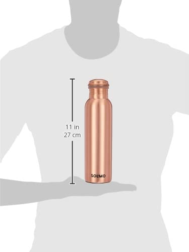 Solimo Pure Copper Water Bottle 950ml (Set of 2) - 100% Rustproof & Leakproof Matte Finish Copper Bottle for Hydration - Perfect for Home, Office, Gym & Outdoor Activities
