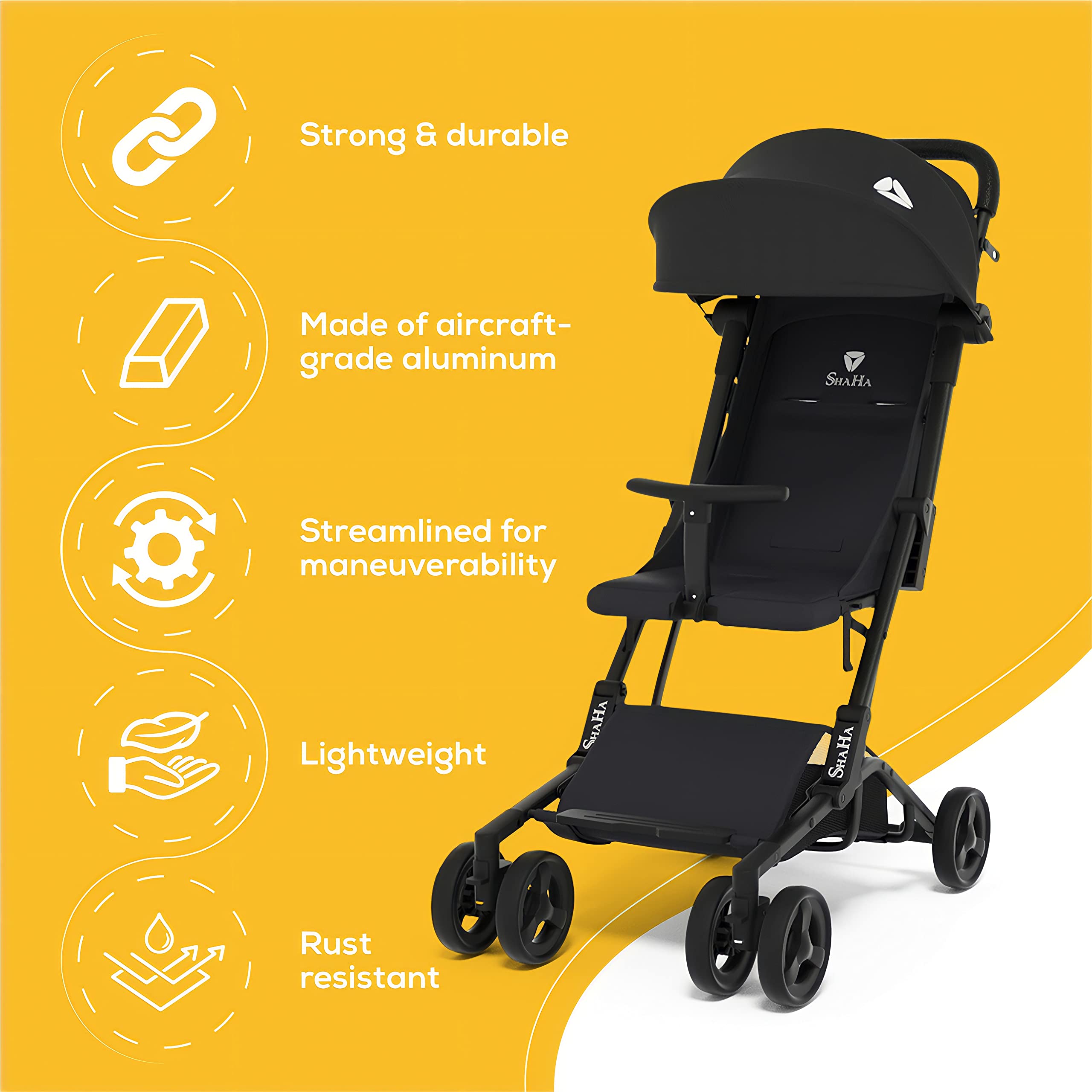 **Lightweight Foldable Baby Stroller for Travel - Compact Umbrella Stroller with Swivel Wheels, 1-Step Brake, Sun Canopy & Reclining Seat (Up to 40 lbs) - Perfect for Airplane, Shopping & Daily Walks**