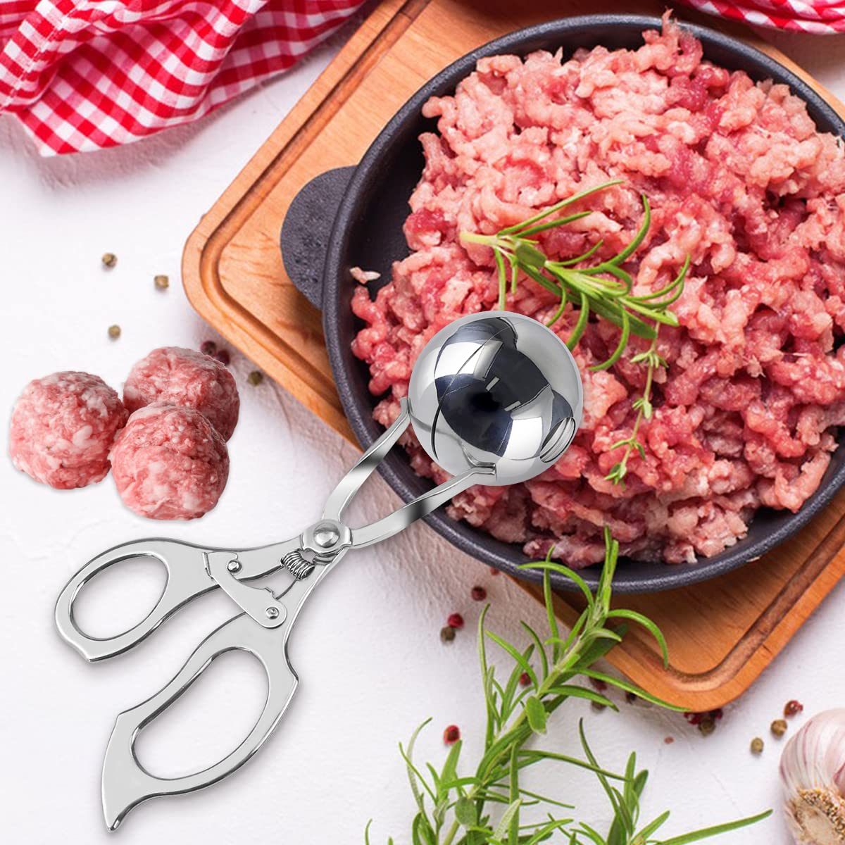 DOERDO Stainless Steel Meatball Maker Tool - 4.5CM Meat Baller for Perfect Meatballs, Ice Cream Scoop & Fruit Disher - Durable Kitchen Utensil for Cooking, Baking & Meal Prep