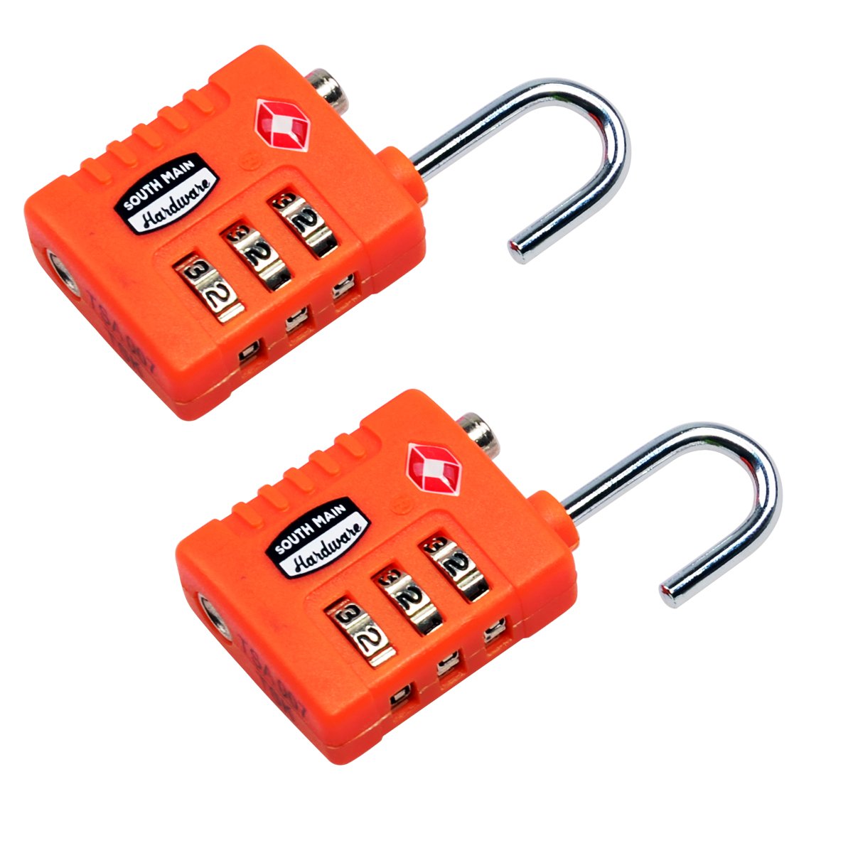 TSA Approved Resettable Luggage Locks (2-Pack, Orange) - Secure Travel Luggage, Backpacks & Suitcases - Ideal for Airports, Hotels & Commuting