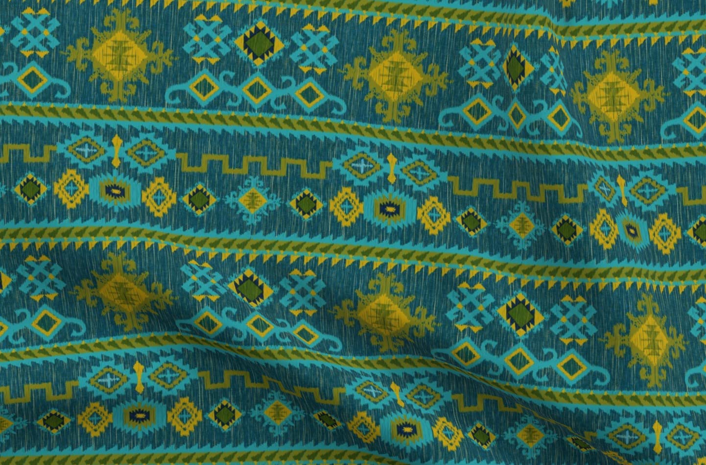 Kilim Ocean Tones Ikat Modern Printed Minky Fabric Fat Quarter - Soft Baby Blanket Material, Quilt Backing & Plush Toy Fabric for DIY Sewing Projects - Perfect for Nursery Decor, Home Crafts and Gift Making