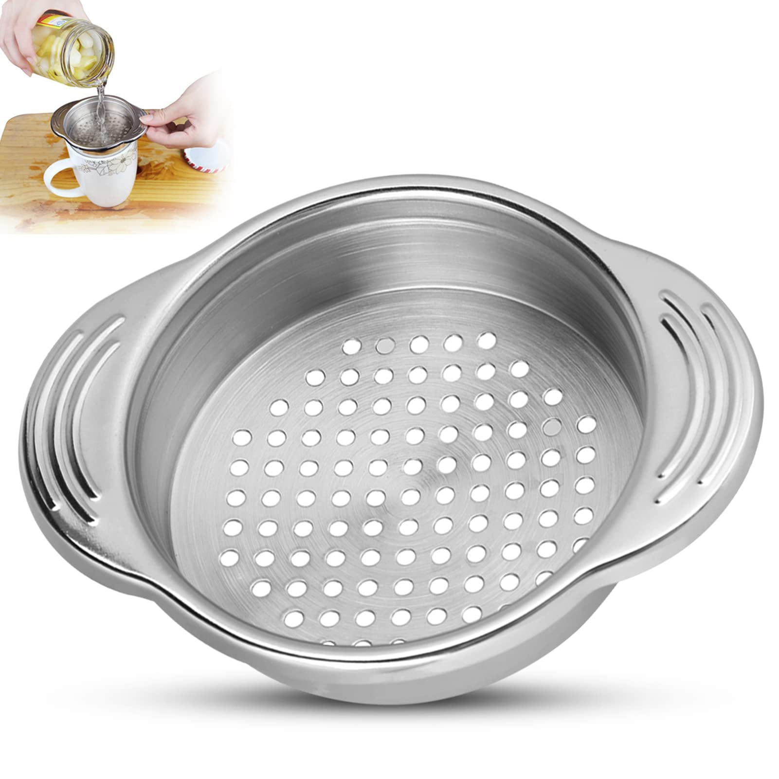 Premium Stainless Steel Tuna Can Strainer & Colander - Oil Press for Canned Food, Fits Most Standard Tins - Perfect for Kitchen, Camping & Emergency Food Prep