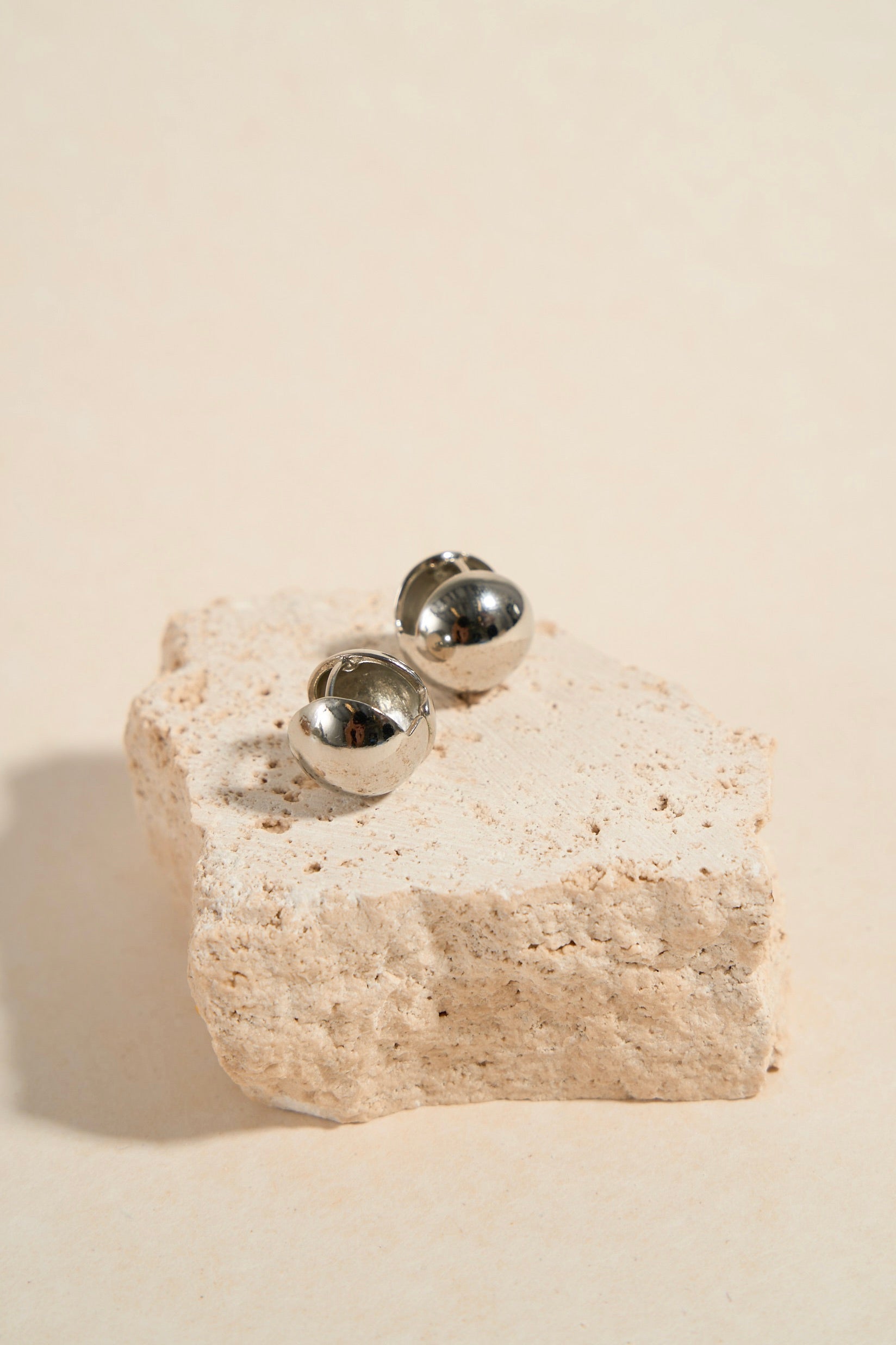 Rhodium Plated Ball Hoop Earrings for Women - Elegant & Hypoallergenic Jewelry for Everyday Wear & Special Occasions