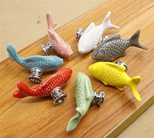 100Pcs/Lot Fish Shape Ceramic Cabinet Pulls - Colorful Kids Drawer Knobs for Nursery, Bedroom & Kitchen Cabinets - Durable Cupboard Handles for Children's Room Decor & Furniture Upgrade