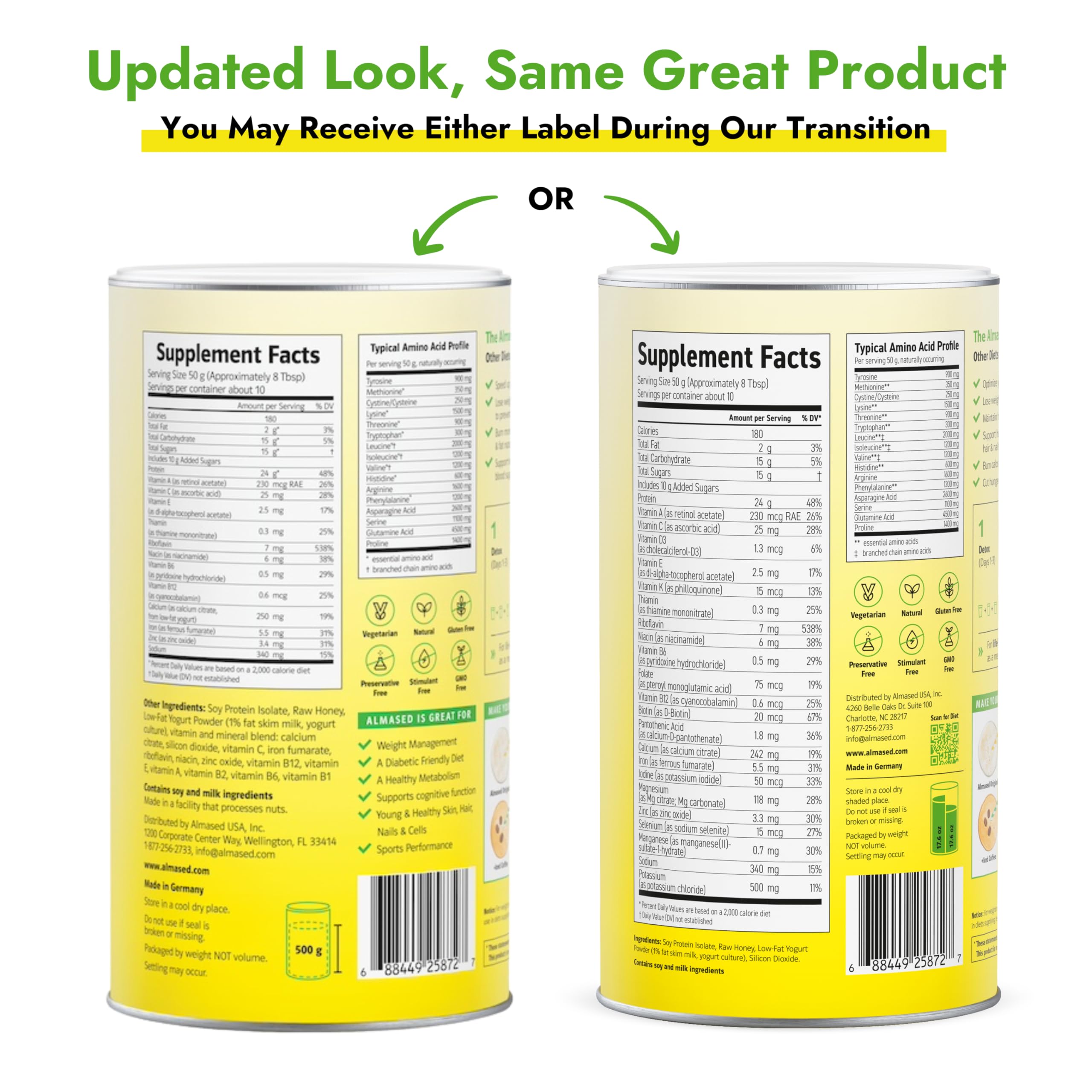 Almased High Protein Powder for Weight Loss - 27g Protein per Serving, Natural Meal Replacement Shake for Men & Women, Original Flavor (3 x 17.6oz Cans + Scoop Included) | Supports Weight Management, Muscle Recovery & Healthy Lifestyle