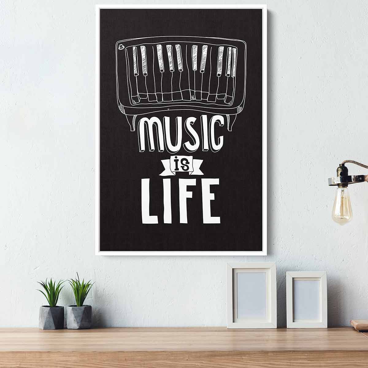 Black Music is Life Wall Art Canvas Print - Modern Home Decor for Living Room, Bedroom & Office - Inspirational Music Lover Gift