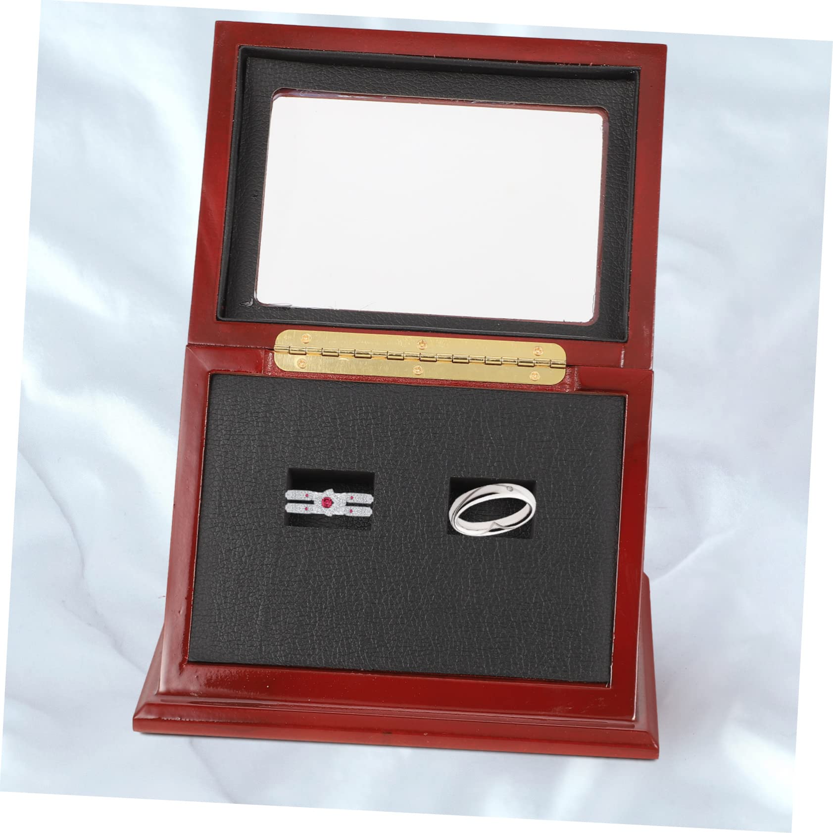 Premium 2-Piece Wooden Ring Display Case - Portable Jewelry Box for Sports Accessories, Engagement Rings & Wedding Bands - Perfect for Retail Stores, Jewelry Shows & Home Organization