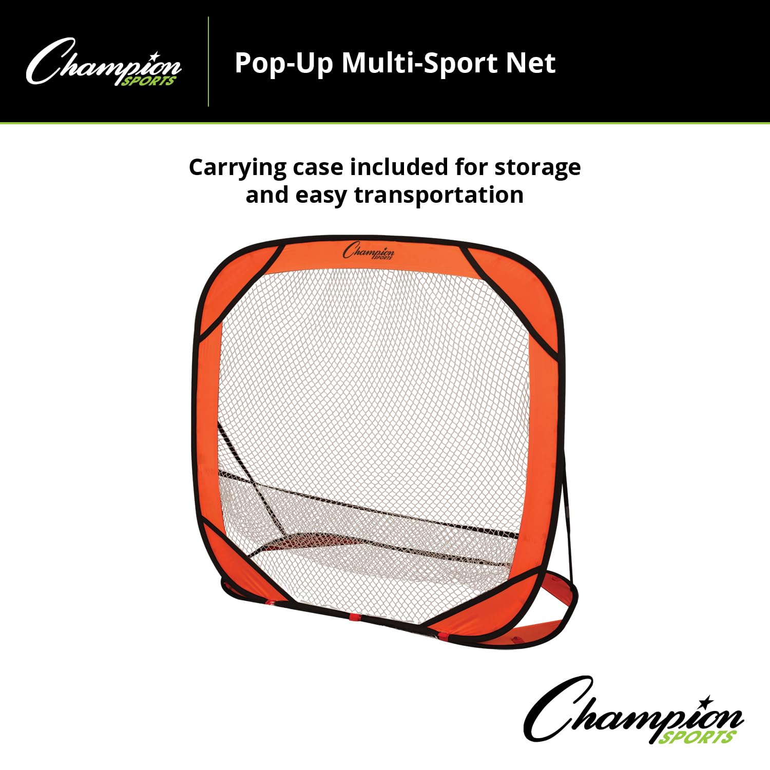 Champion Sports Pop Up Multi Net - Adjustable 5x5 Portable Soccer Net for Training, Baseball, Volleyball & More - Quick Setup & Easy Assembly - Perfect for Backyard, Park, and Team Practice