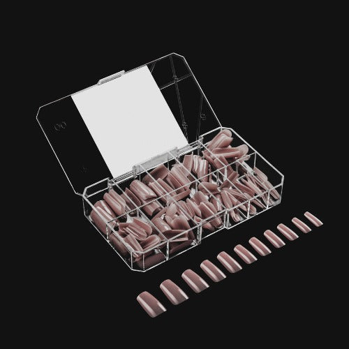 Apres Gel X Neutrals Mia Natural Tips 150pc Medium Square - Professional Salon Quality Press-On Nails for Home Manicure, Wedding, Party & Special Occasions
