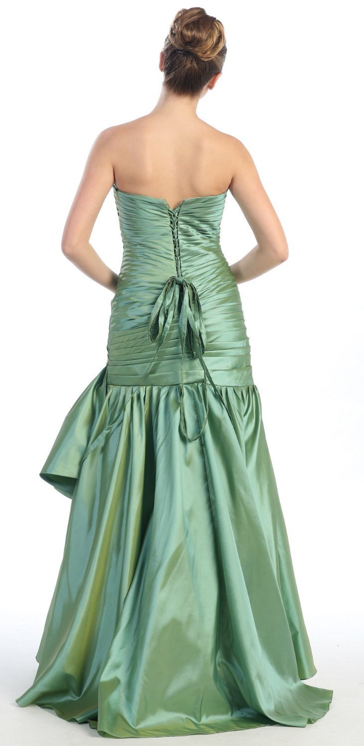 Strapless Taffeta Prom Dress - Long Formal Evening Gown in Sage Green - Size 16 - Perfect for Homecoming, Prom Night & Special Occasions