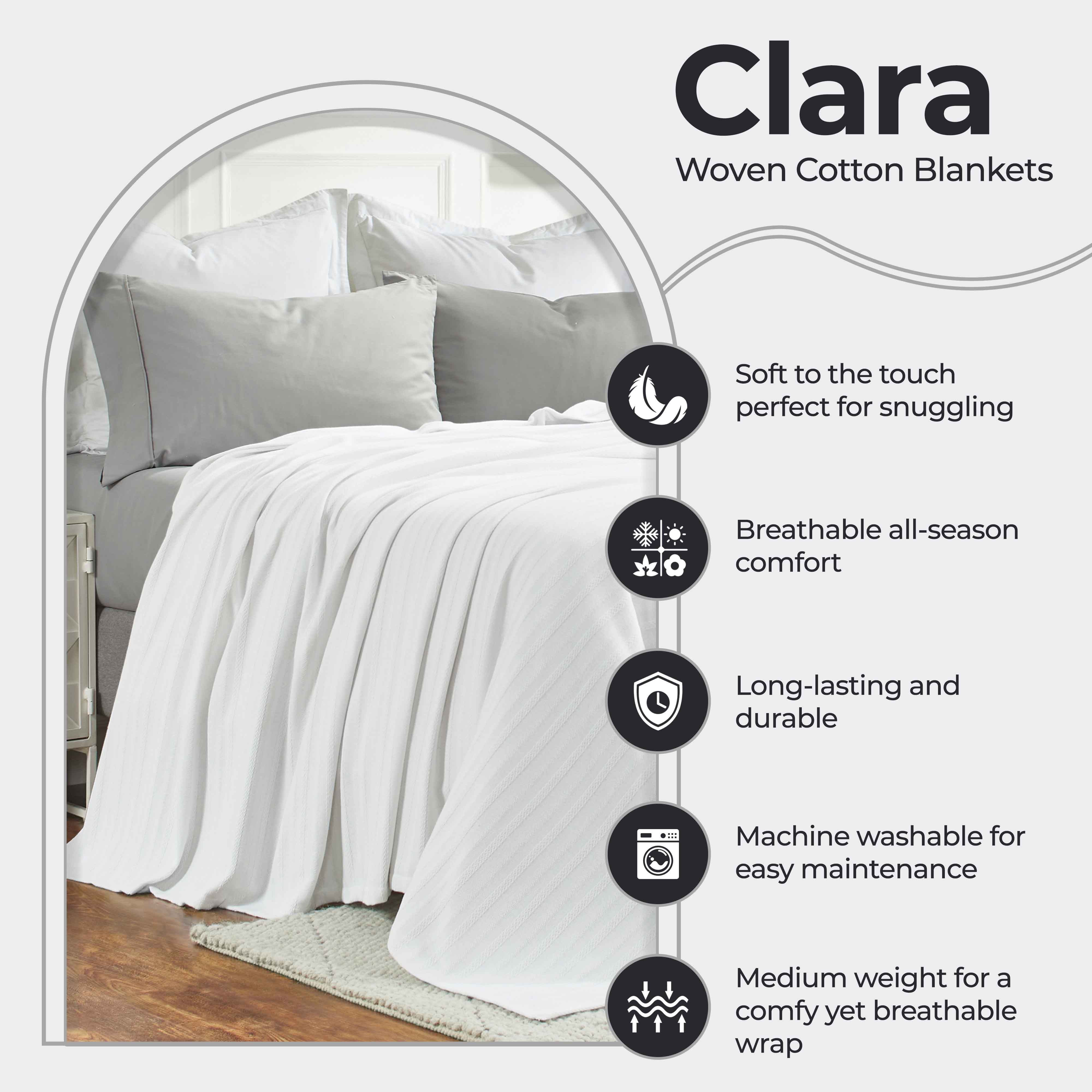 Soft Clara Cotton Textured Striped Lightweight Woven Blanket - Perfect for Sofa, Bed & Outdoor Picnics